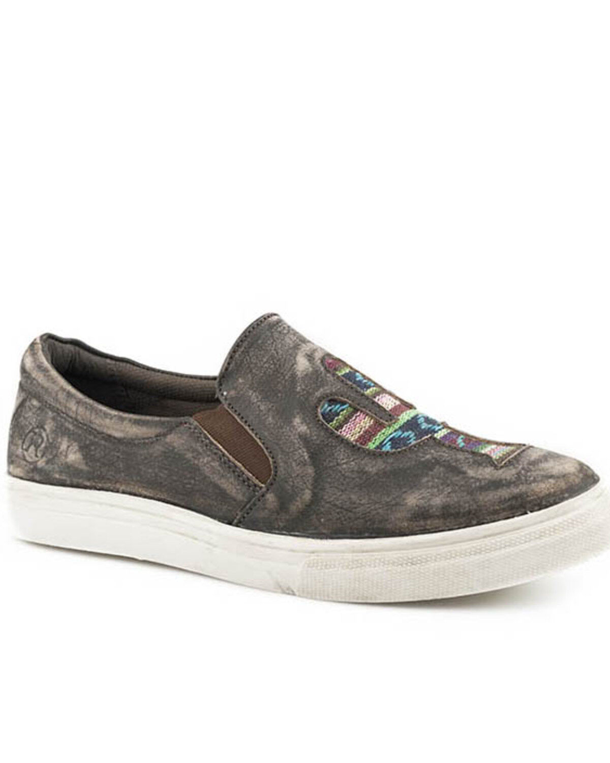 Women's Roper Rub Off Brown Western Shoes - Round Toe