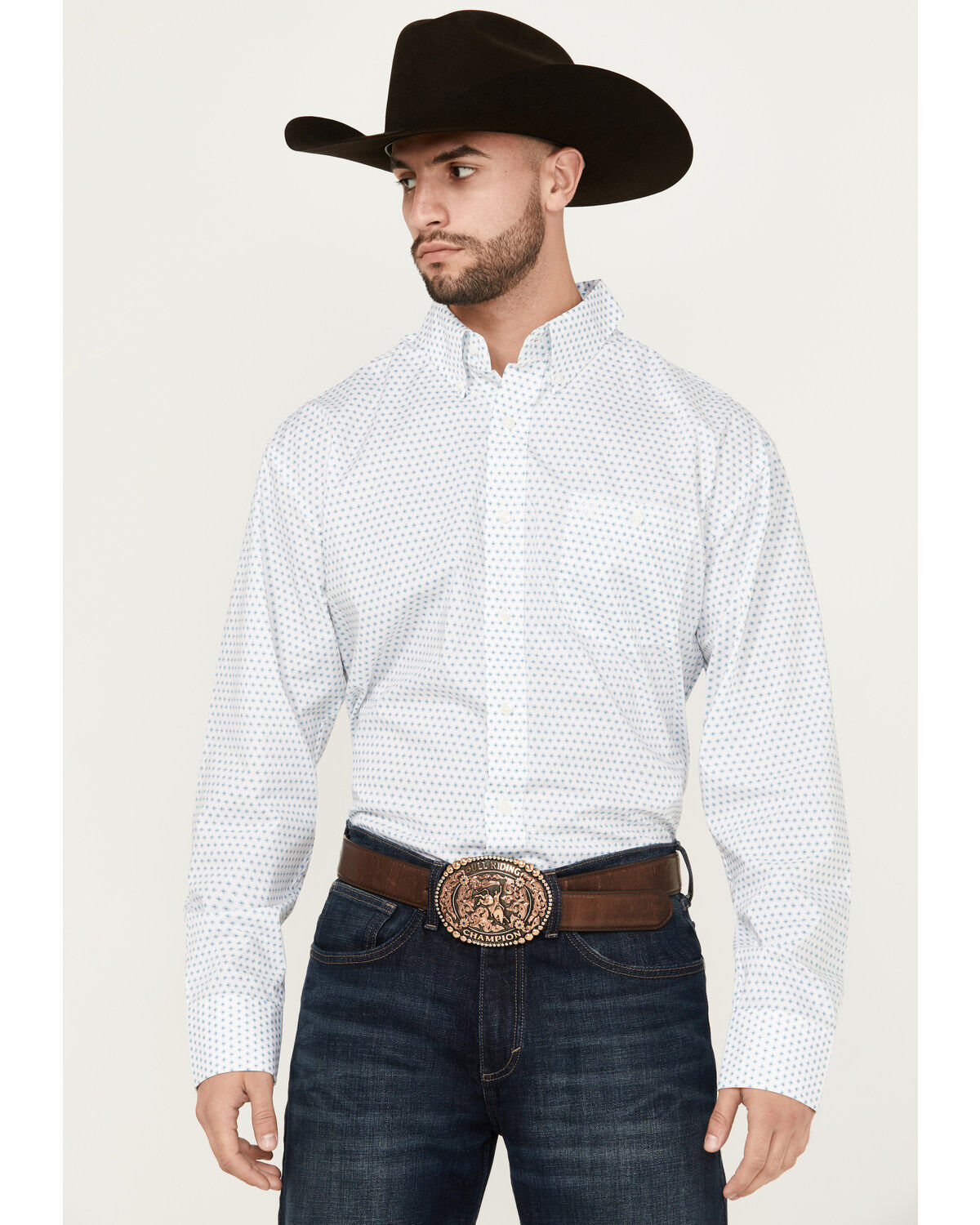 Men's Wrangler Classics Geo Print Long Sleeve Button-Down Western Shir