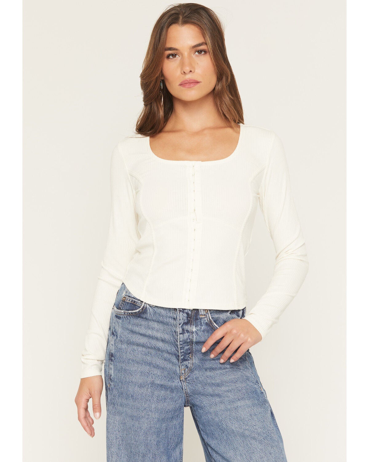 Women's Shyanne Long Sleeve Corset Ribbed Top