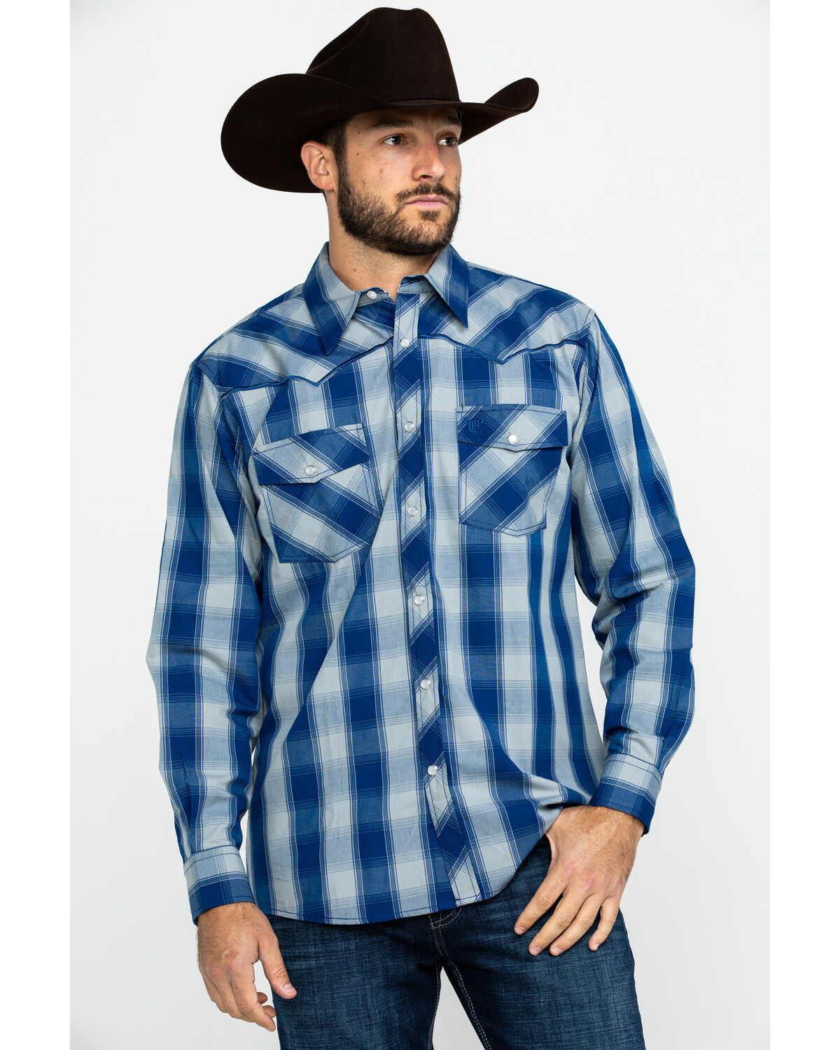 Men's Cowboy Hardware Royal Classic Plaid Long Sleeve Western Shirt