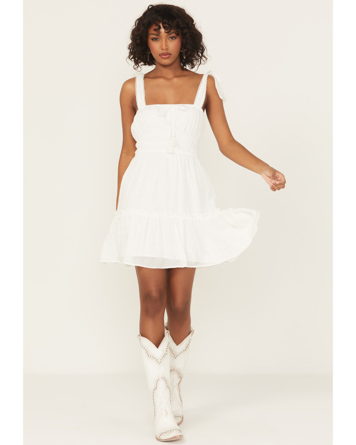 Women's Ash & Violet Solid Bow Sleeveless Mini Dress