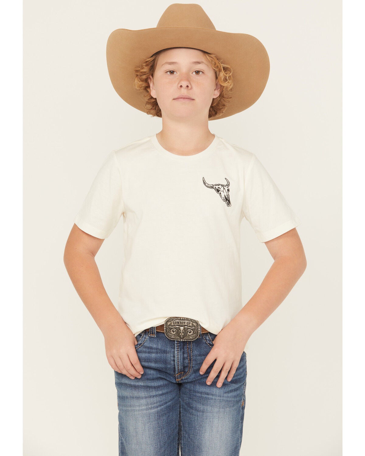 Boys' Sable Sky Cow Skull Short Sleeve Graphic T-Shirt