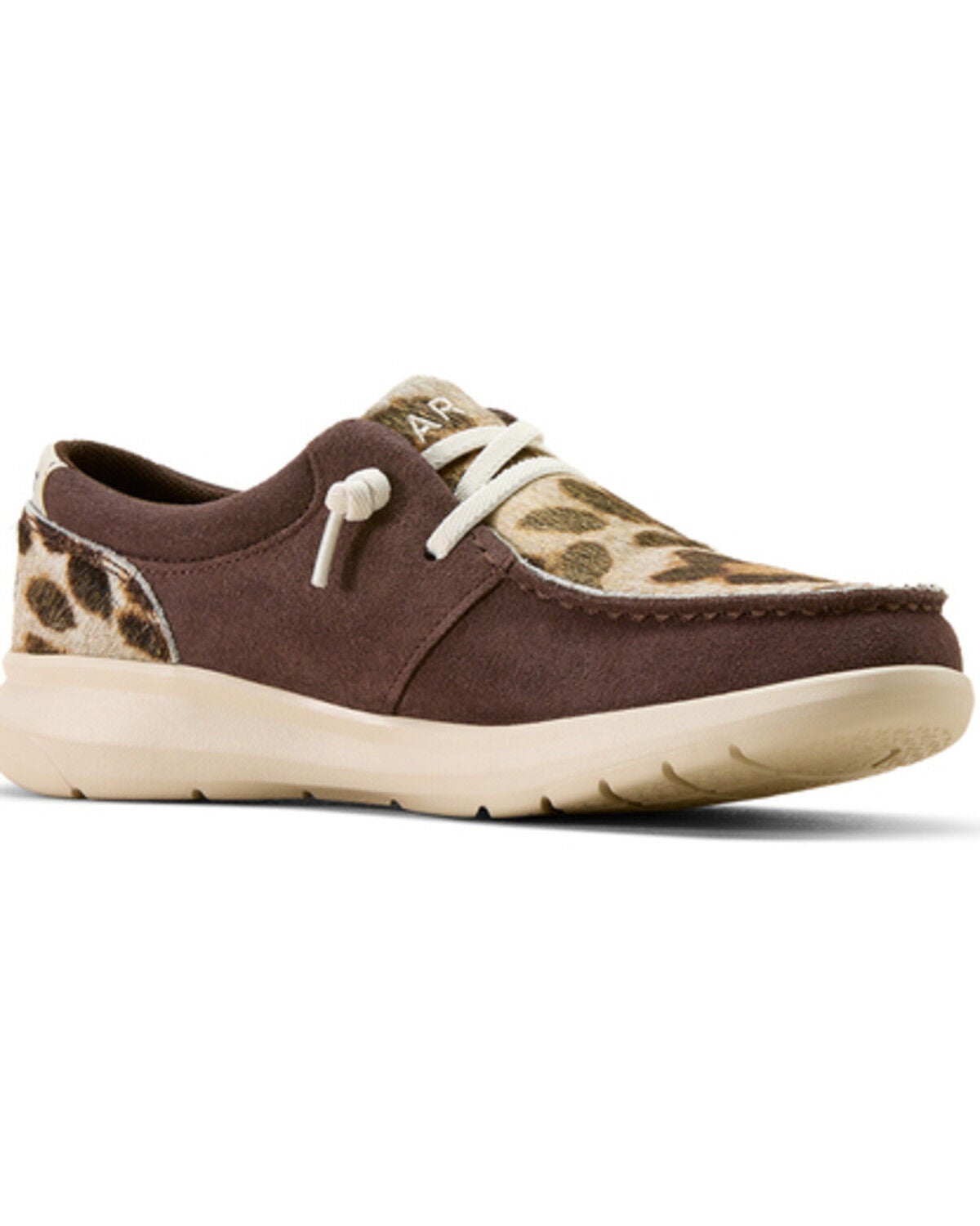 Women's Ariat Hilo Hairon Leopard Print Casual Shoes - Moc Toe