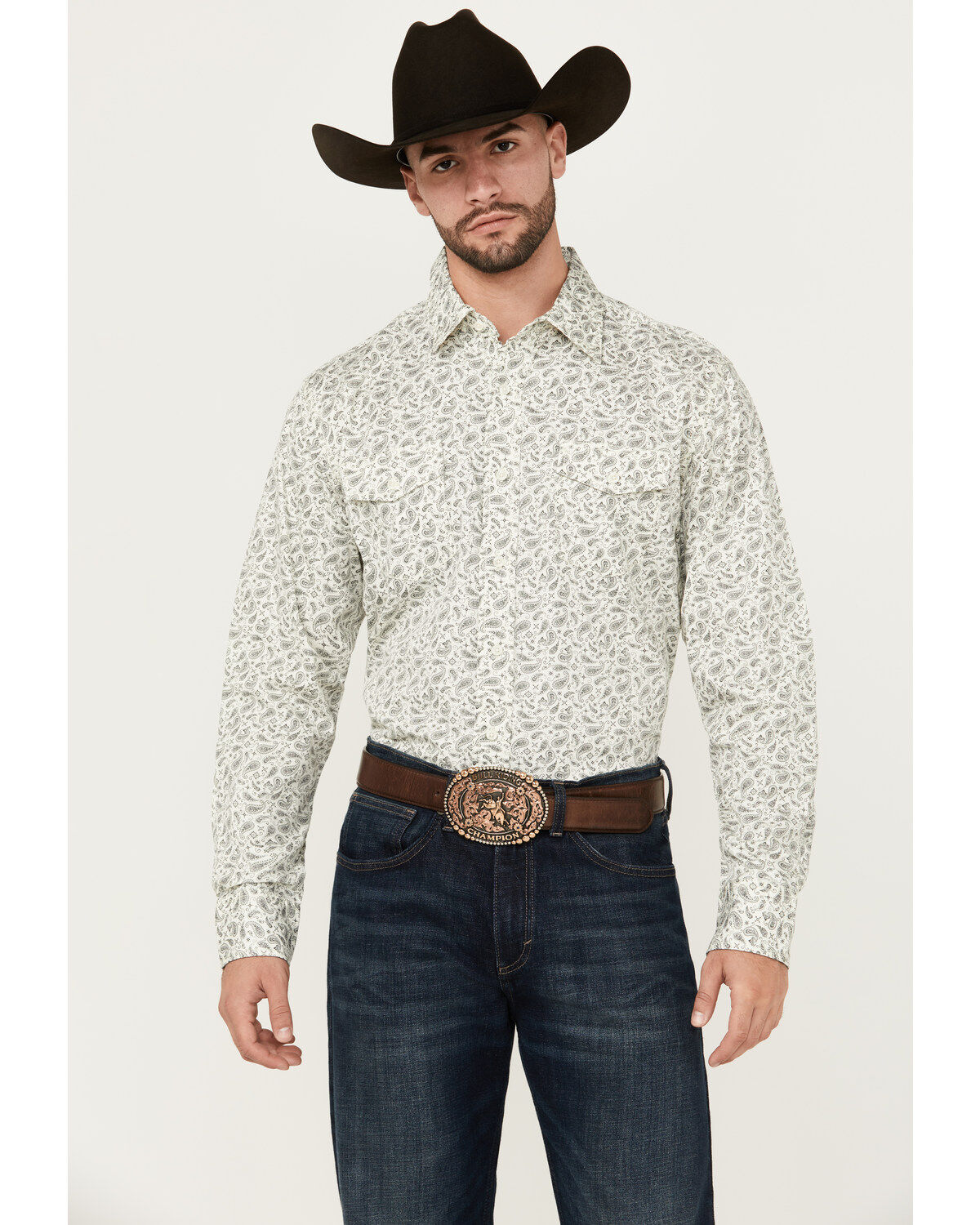 Men's Wrangler Retro Premium Paisley Print Long Sleeve Button-Down Wes