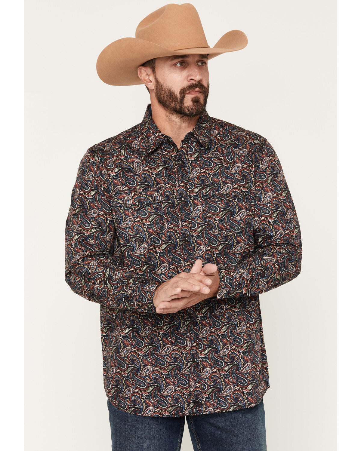 Men's Moonshine Spirit Saddle Paisley Print Long Sleeve Snap Western