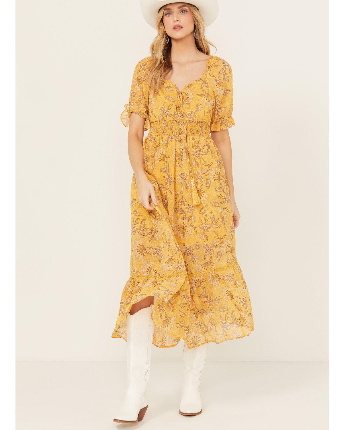 Women's Miss Me Floral Short Sleeve Maxi Dress