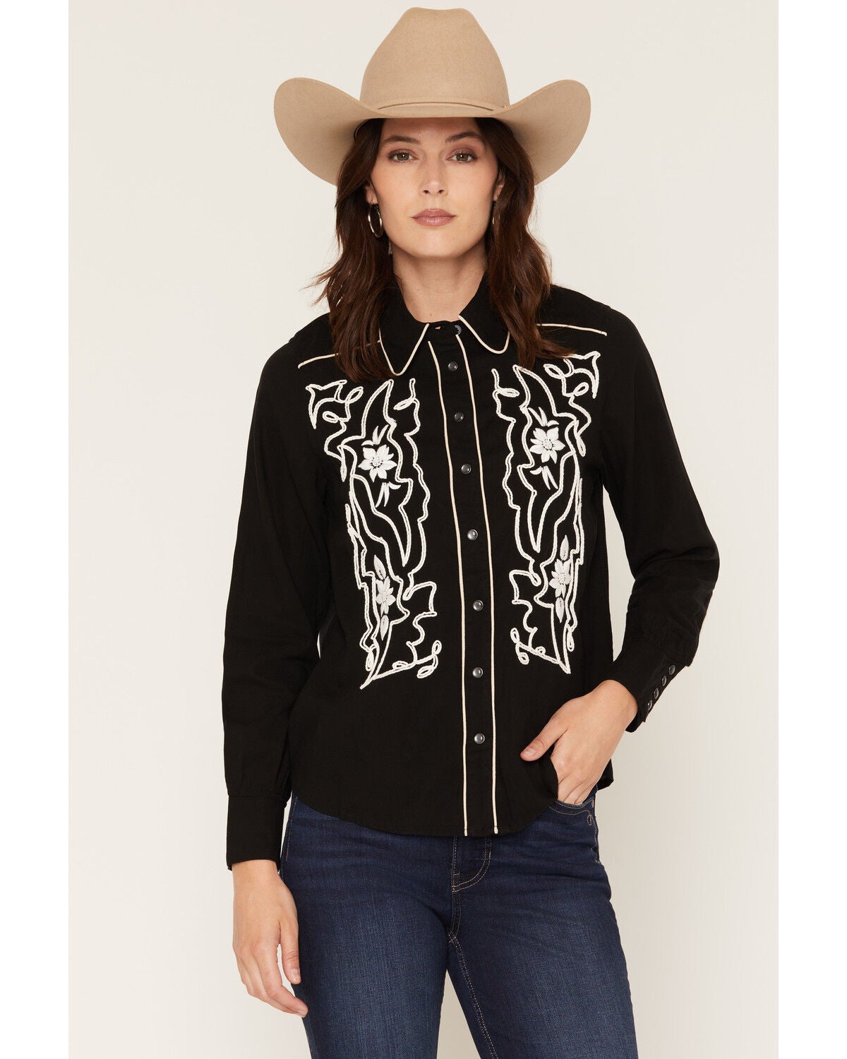 Women's Kimes Ranch Stevie Floral Embroidered Long Sleeve Pearl Snap W
