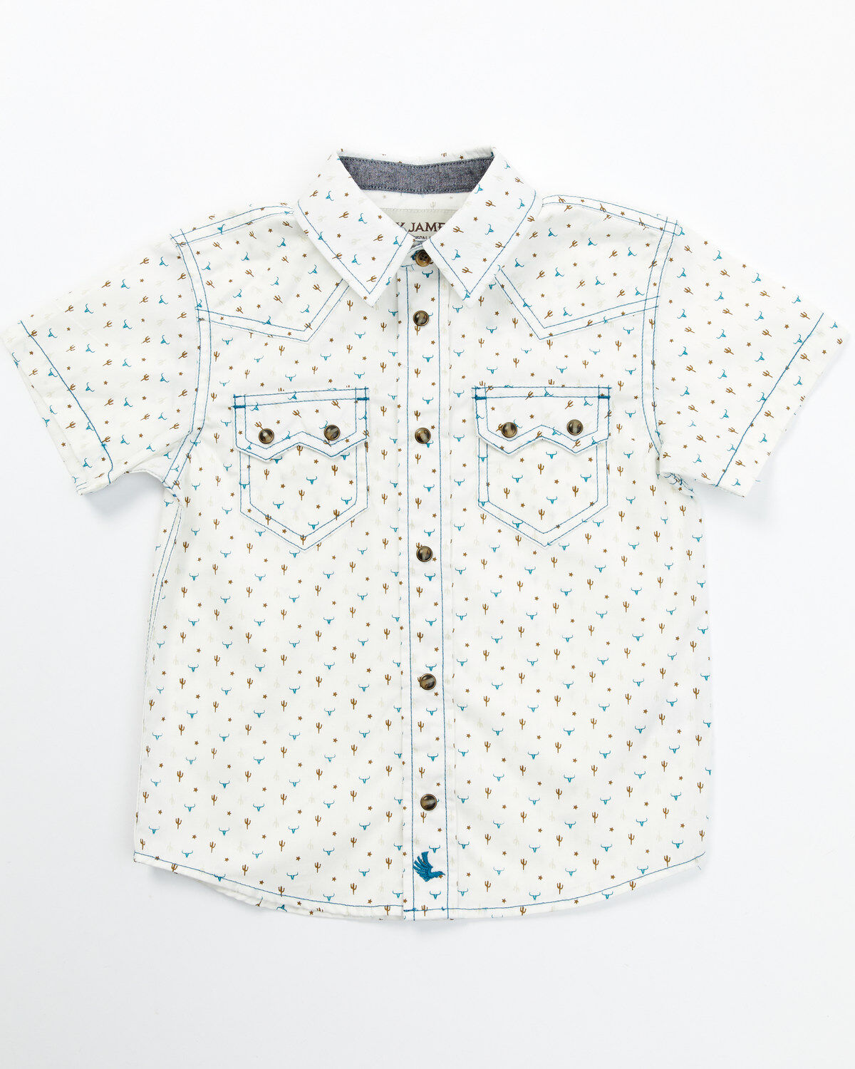 Boys' Cody James Toddler Bull and Cactus Print Short Sleeve Snap Weste