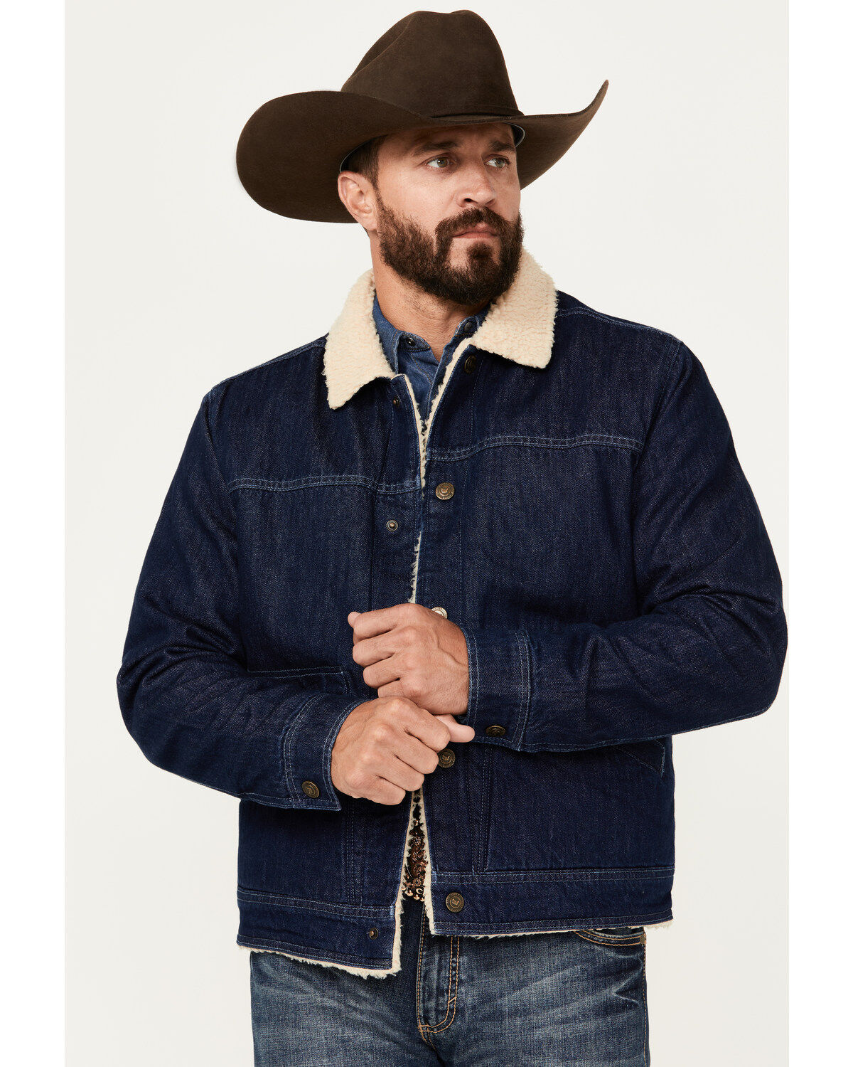 Men's Cody James Sherpa Lined Denim Bomber Jacket