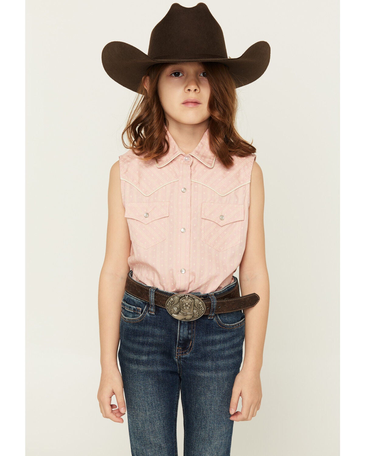 Girls' Ely Walker Striped Western Icon Sleeveless Snap Western Shirt