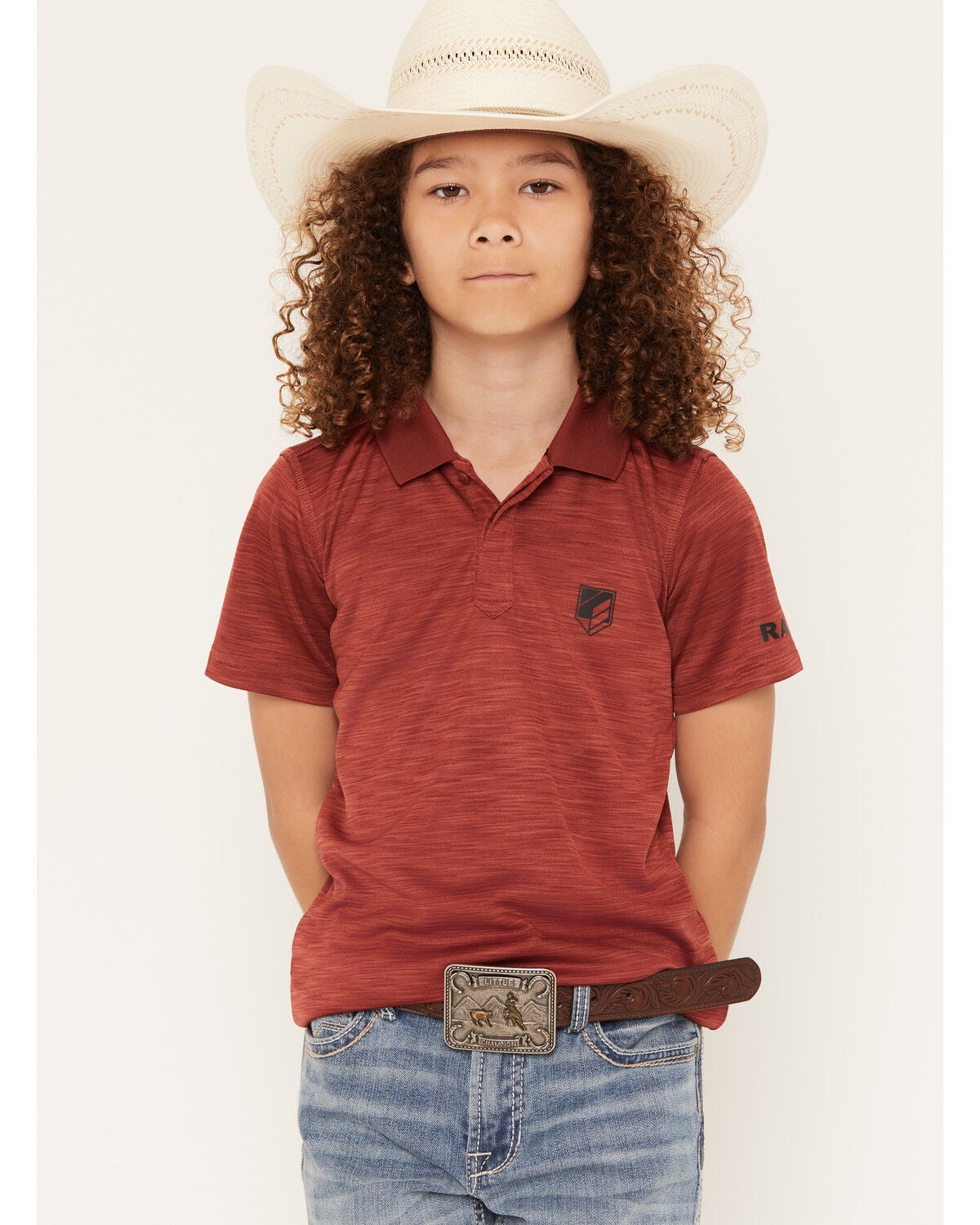 Boys' RANK 45 Heeler Solid Short Sleeve Button-Down Polo Shirt