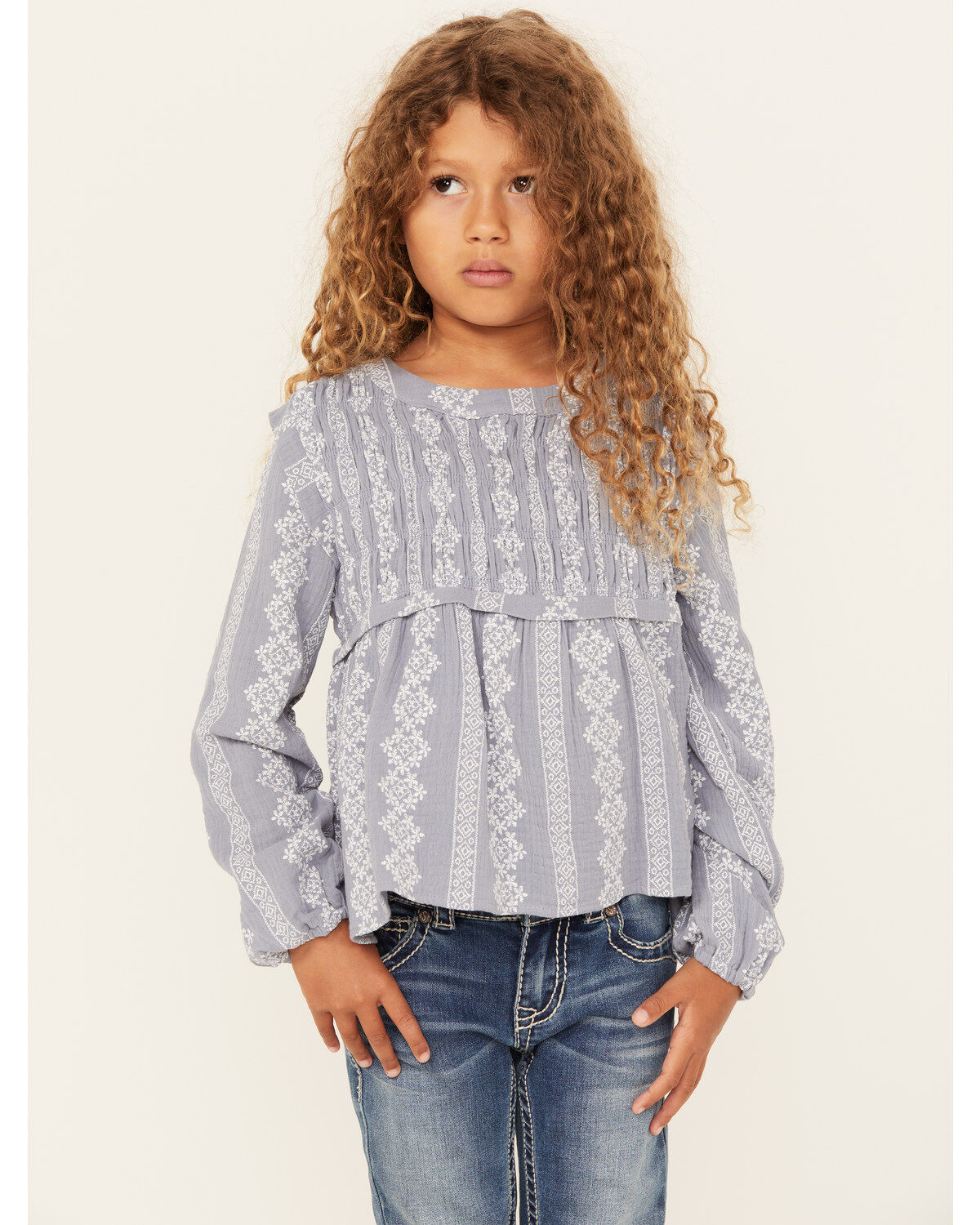 Girls' Hayden LA Printed Long Sleeve Woven Shirt
