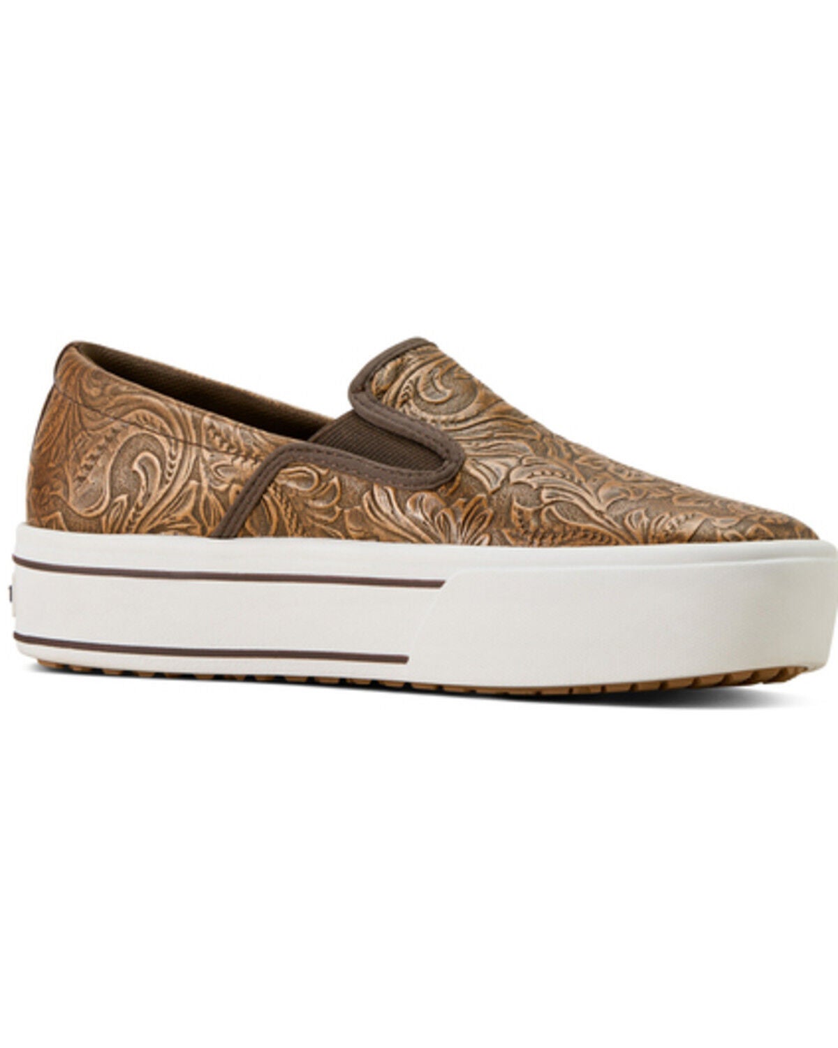 Women's Ariat Skylar Floral Embossed Slip-On Casual Shoes - Round Toe