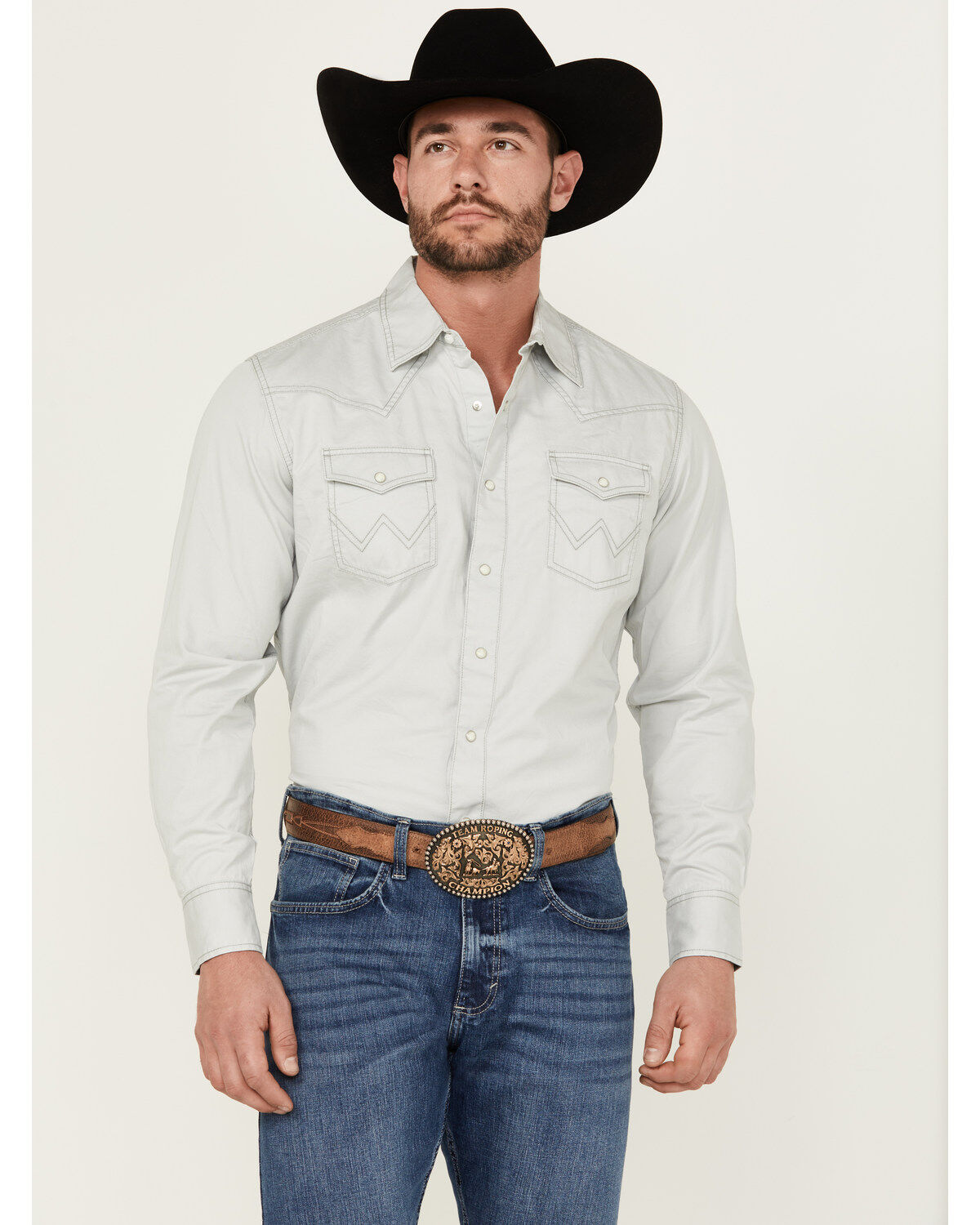 Men's Wrangler Retro Premium Solid Long Sleeve Snap Western Shirt