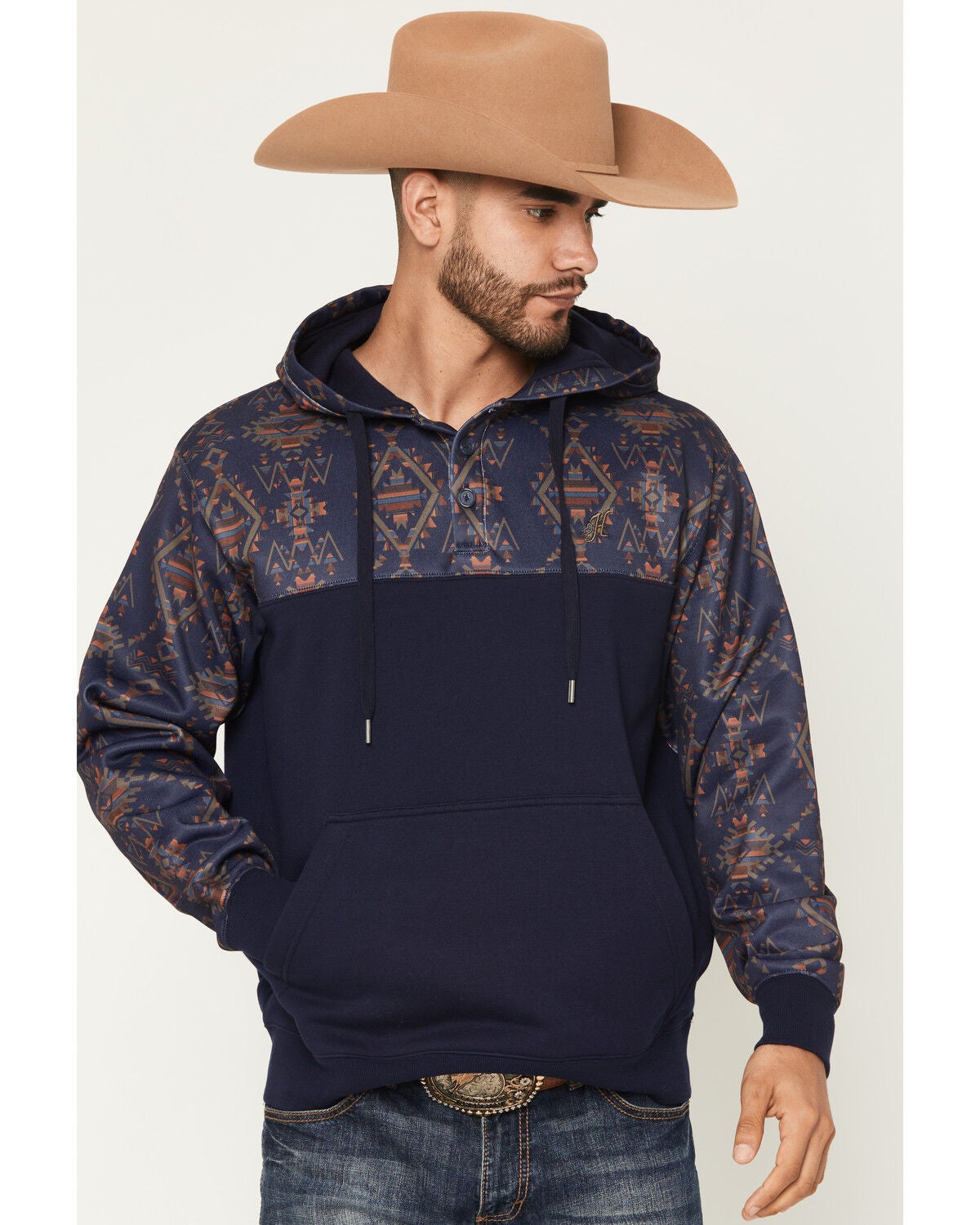 Men's Hooey Jimmy Southwestern Block Hooded Pullover
