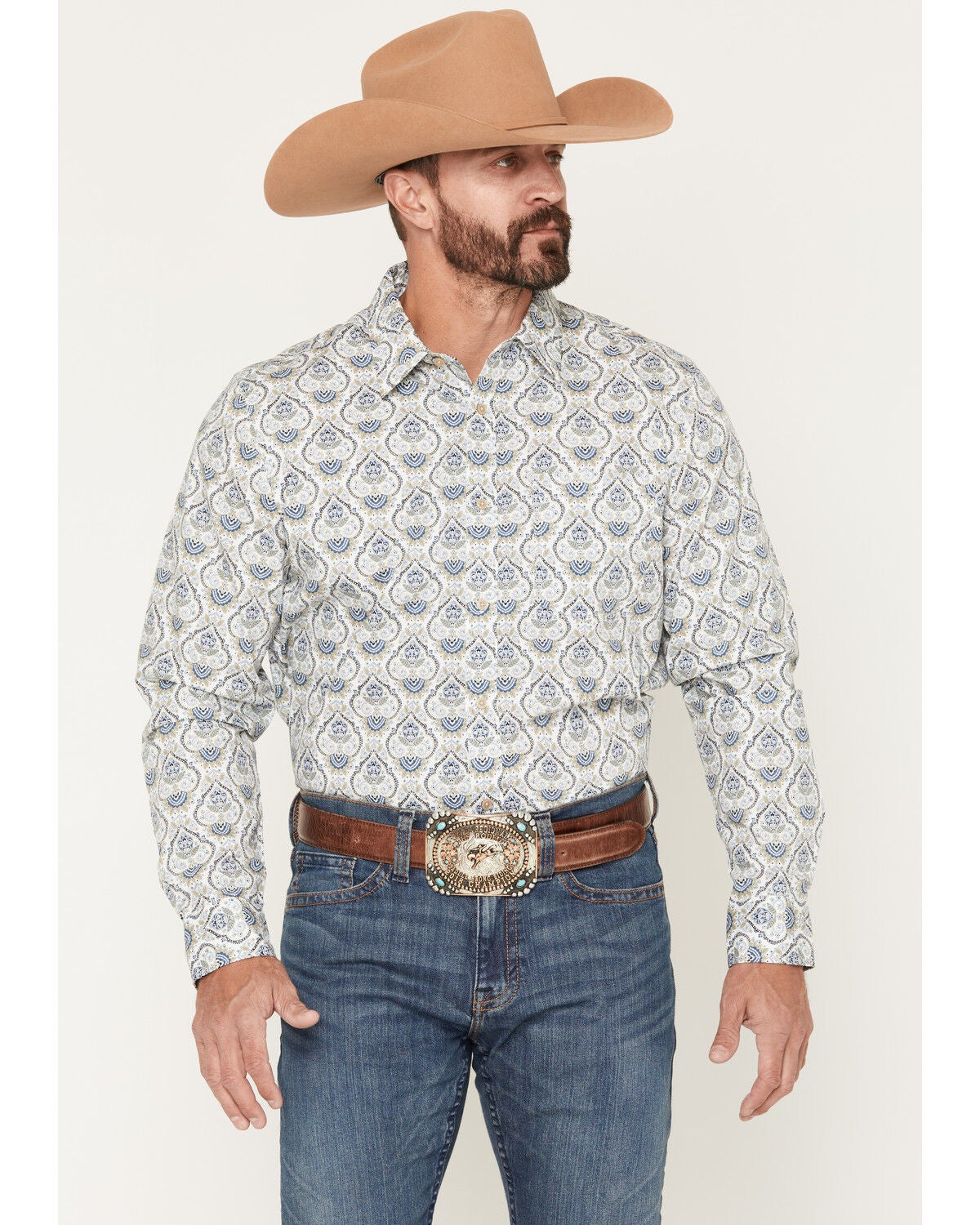 Men's Gibson Trading Co Barely Broke Medallion Print Long Sleeve Butto