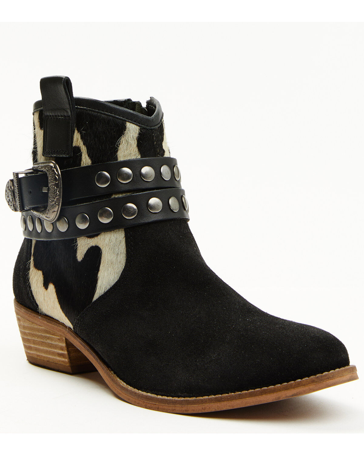 Women's Shyanne Bess Cow Print Western Booties - Round Toe