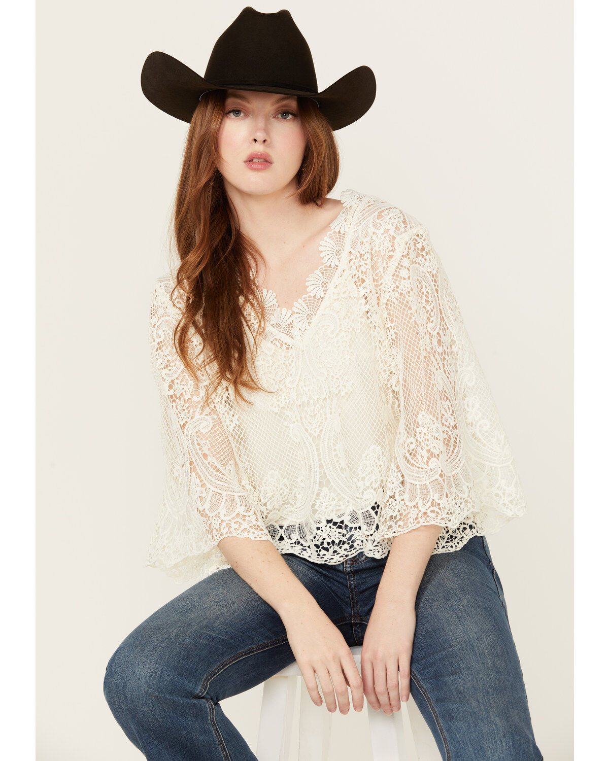 Women's Miss Me Paisley Embroidered Long Sleeve Blouse