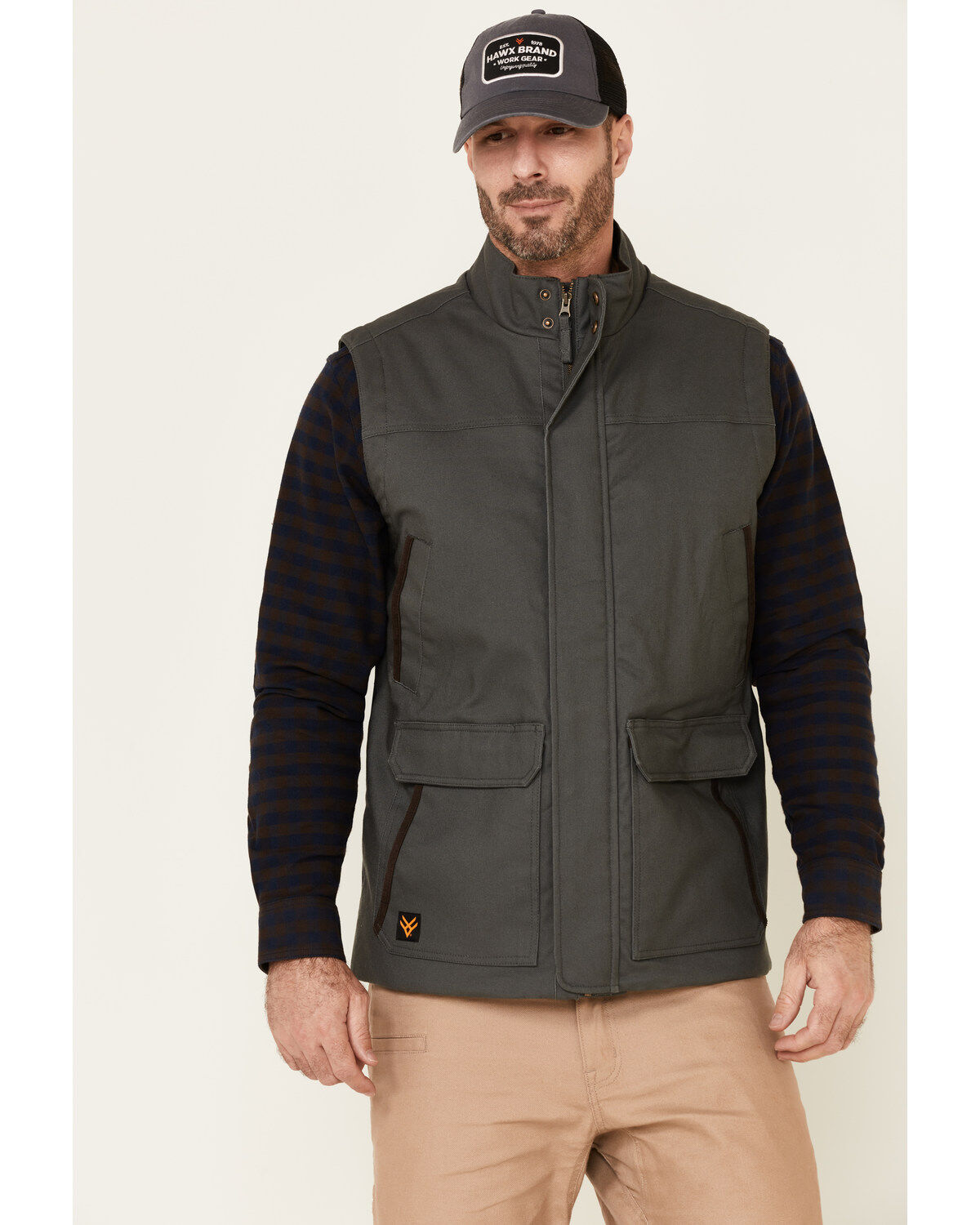 Men's Hawx Dark Gray Tejon Insulated Stretch Zip-Front Work Vest
