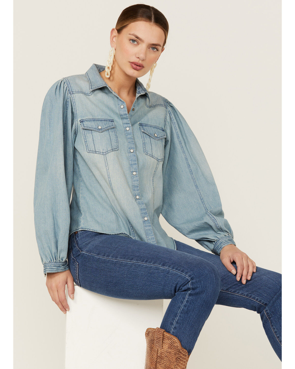 Women's Panhandle Denim Dolman Sleeve Snap Shirt