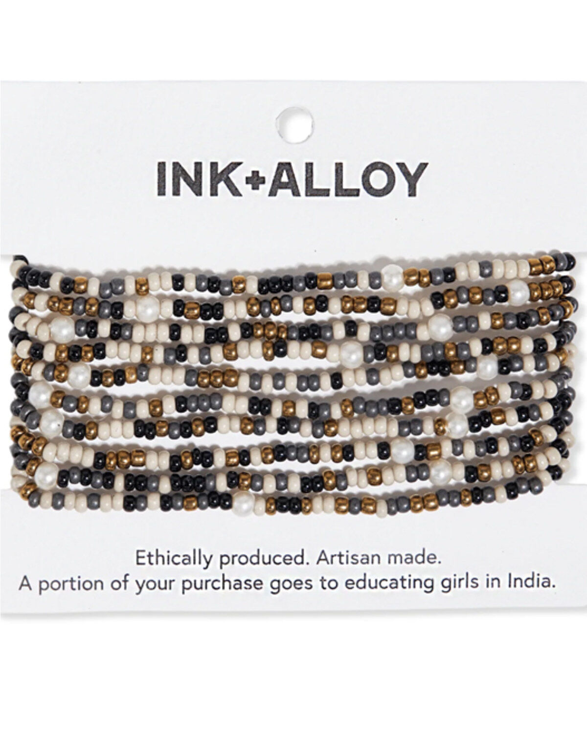 Women's Ink + Alloy Multicolored Beaded & Pearl 10-strand Stretch Brac