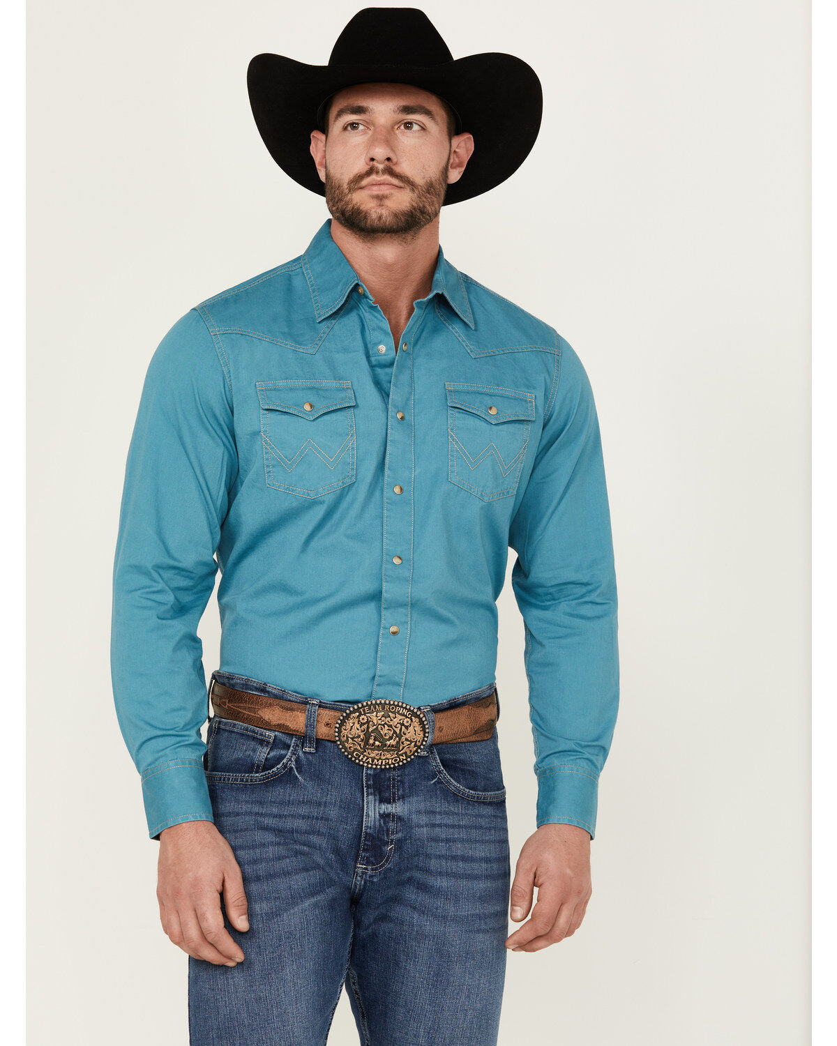 Men's Wrangler Retro Premium Solid Long Sleeve Snap Western Shirt