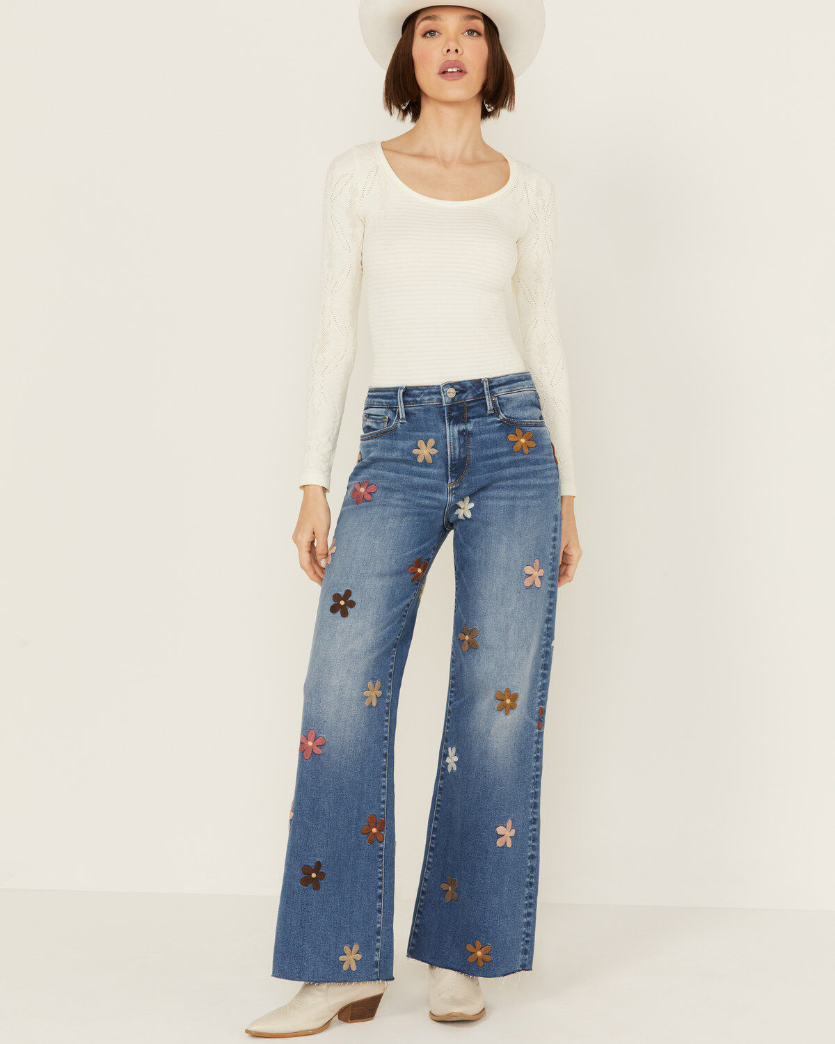 Women's Driftwood Charlee X Doo Wop Medium Wash High Rise Floral Embro
