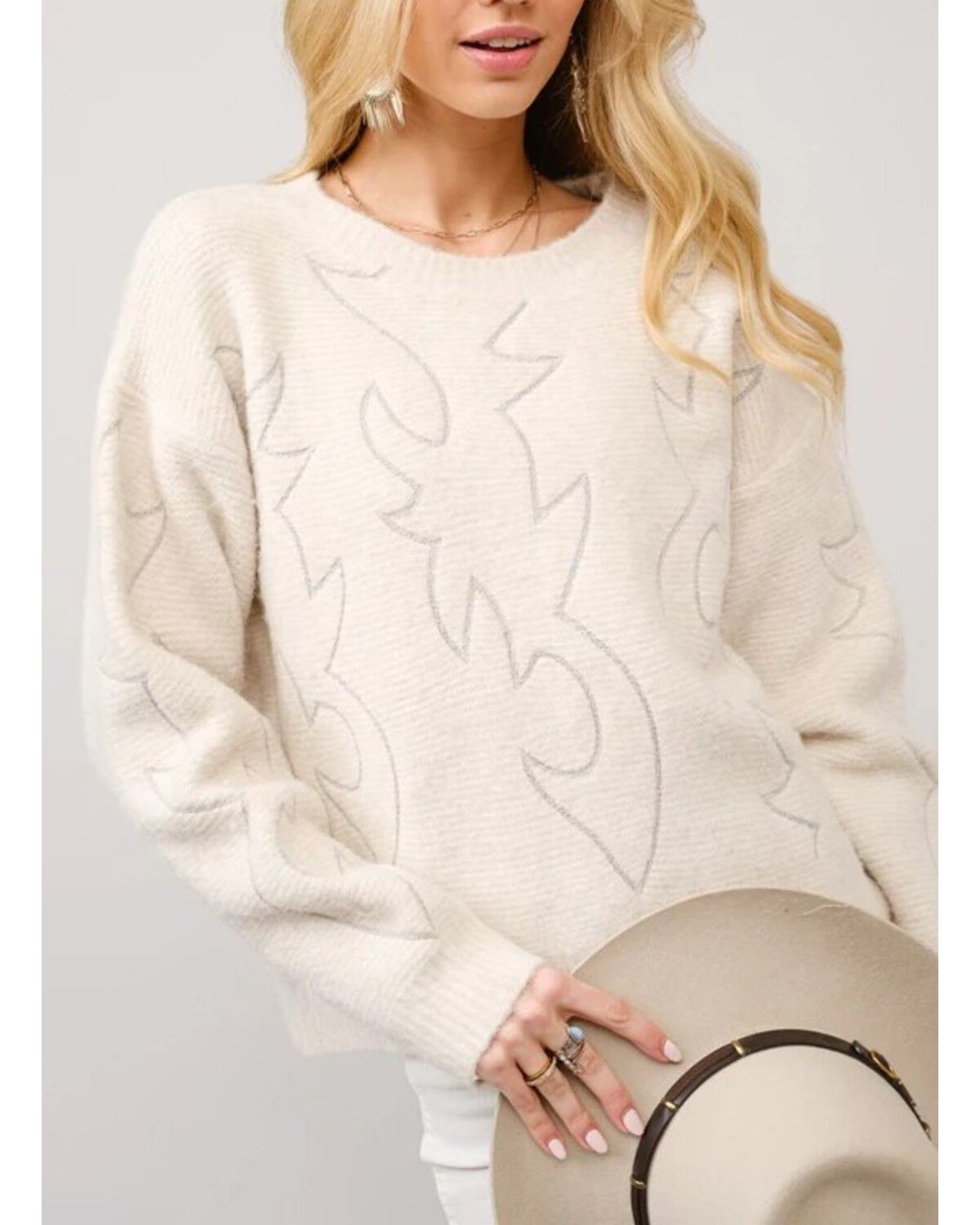 Women's Blue B Boot Stitch Sweater