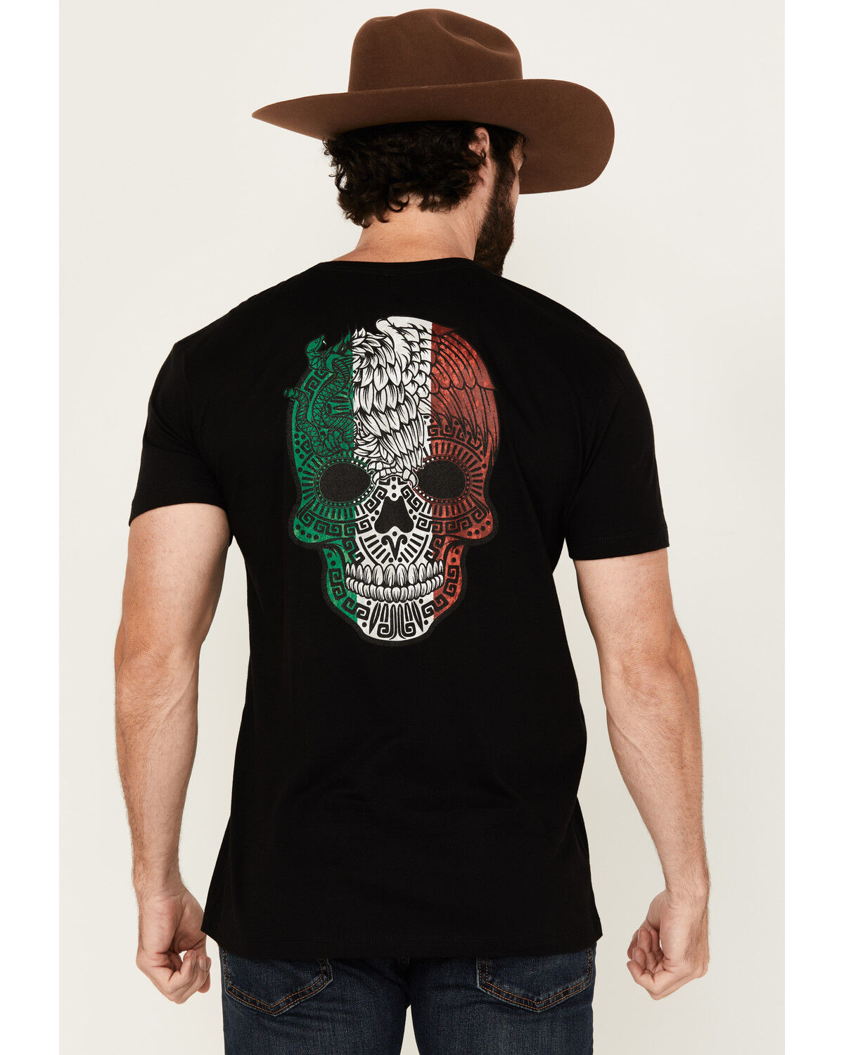 Men's Moonshine Spirit Eagle Skull Mexico Short Sleeve Graphic T-Shirt