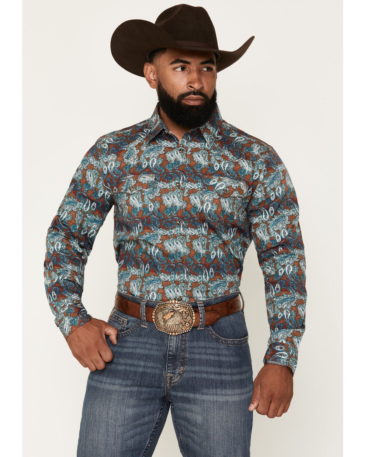 Men's Cody James Gilbert Paisley Print Long Sleeve Snap Western Shirt