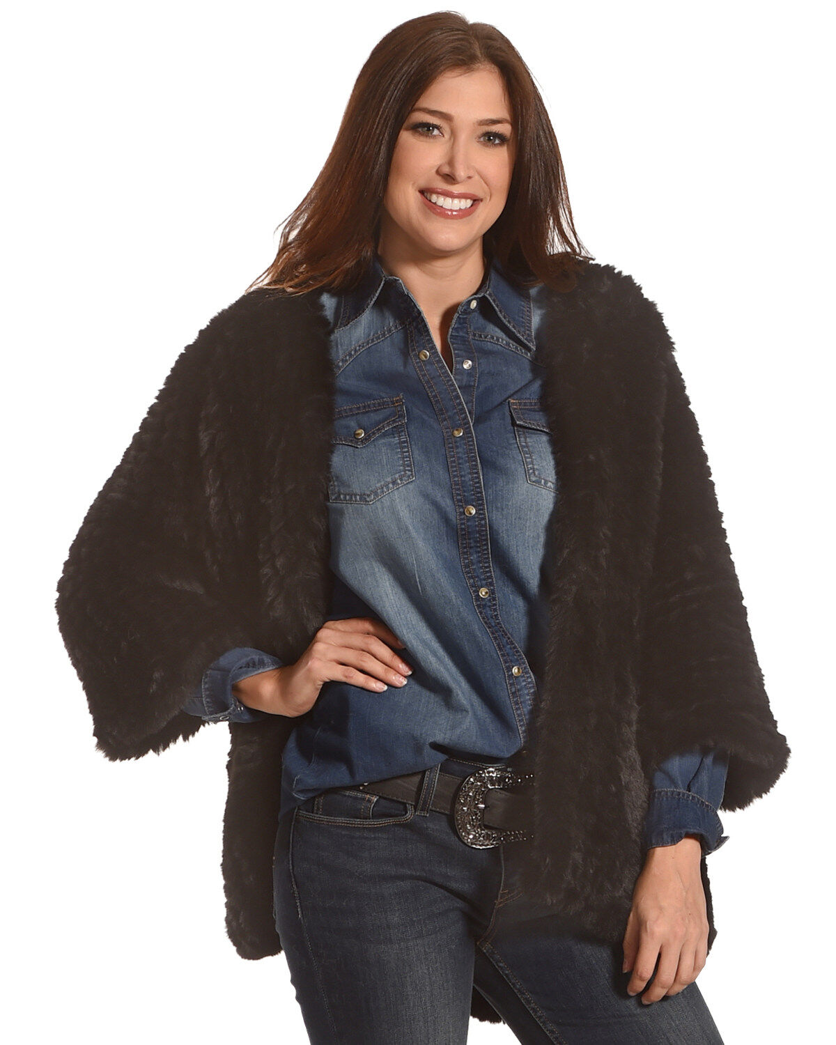 Women's Tractr Faux Fur Cardigan