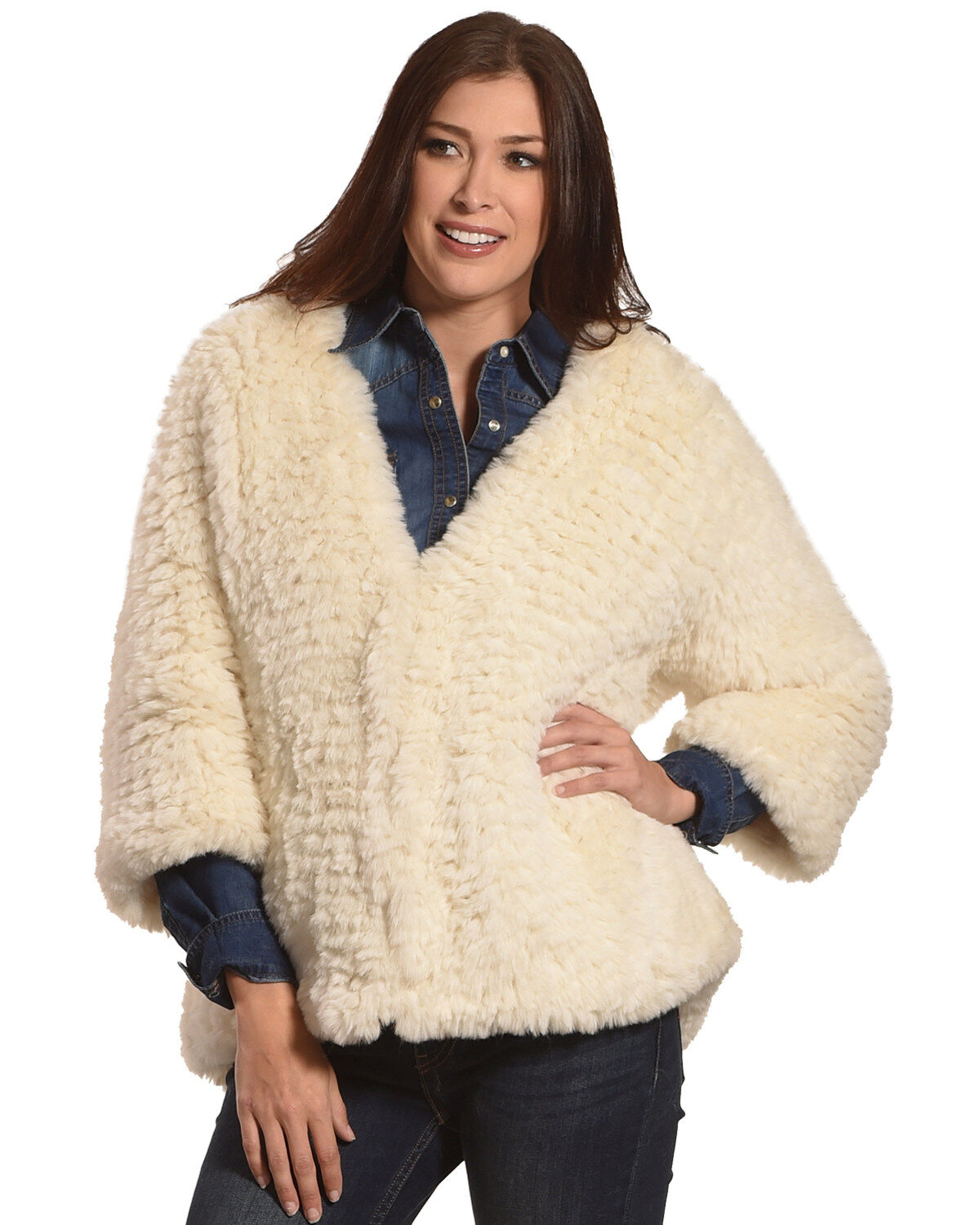 Women's Tractr Faux Fur Cardigan