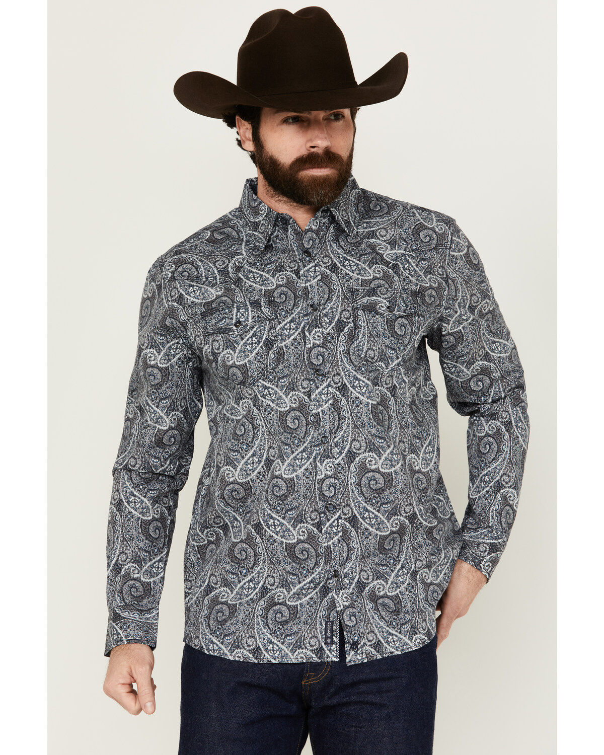 Men's Moonshine Spirit Crossing Paisley Print Long Sleeve Pearl Snap W