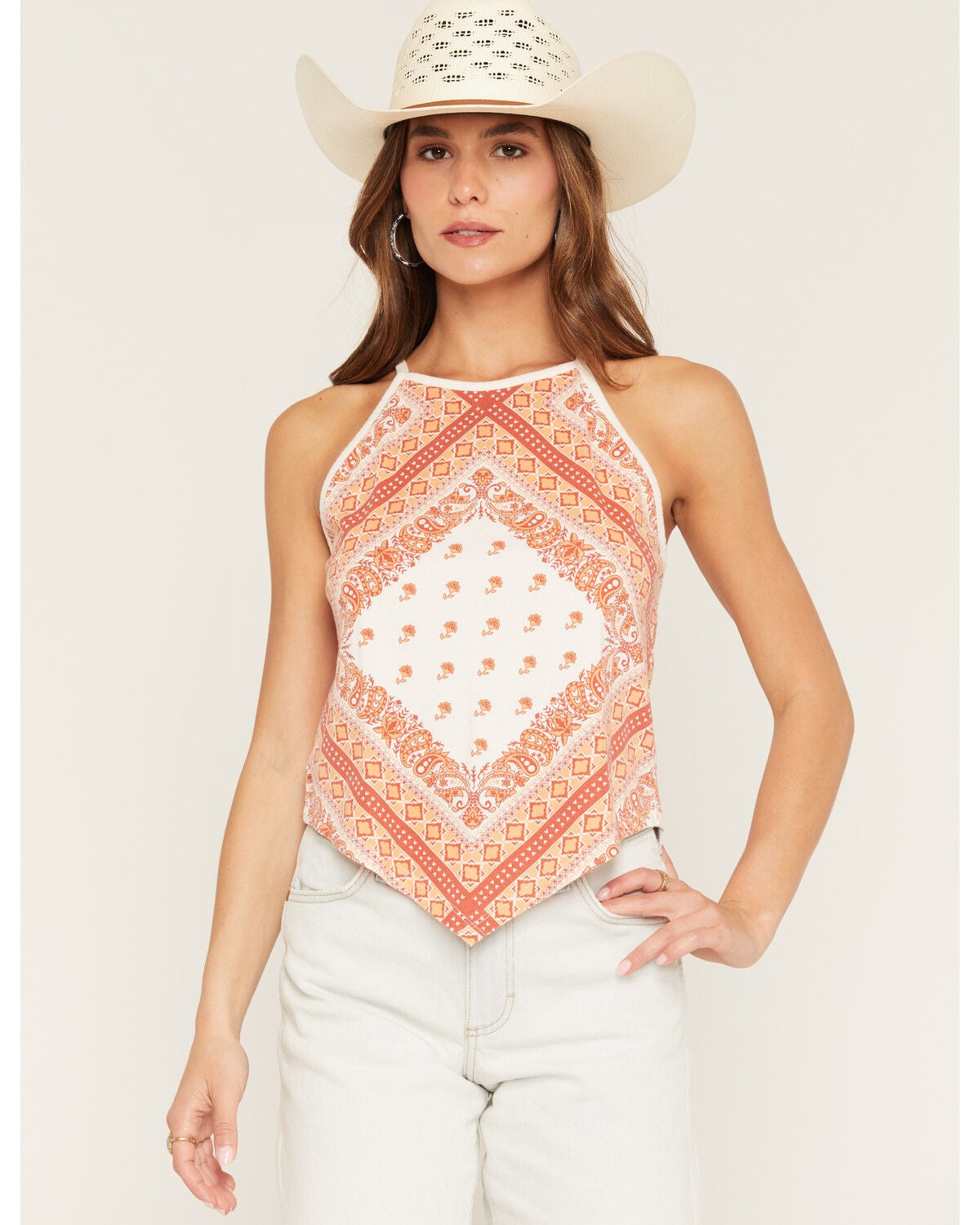 Women's Rock & Roll Denim Bandana Print Tank Top