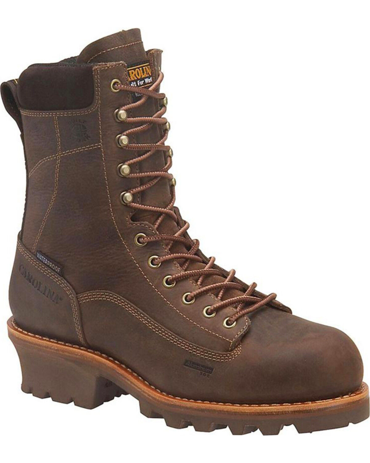 Men's Carolina Dark Brown Birch 8" Logger Boots - Composite Toe