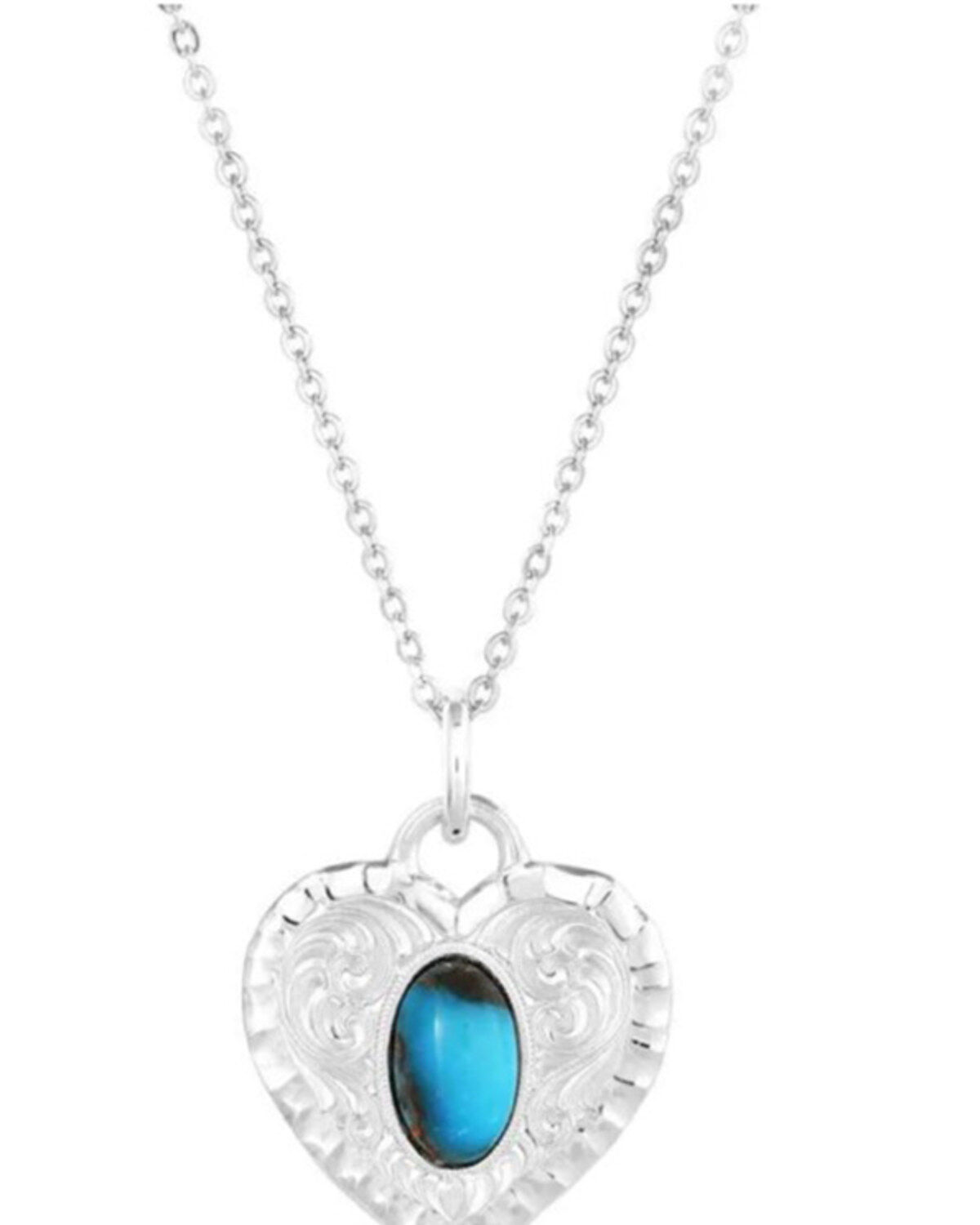 Women's Montana Silversmiths Chiseled Heart Turquoise Necklace
