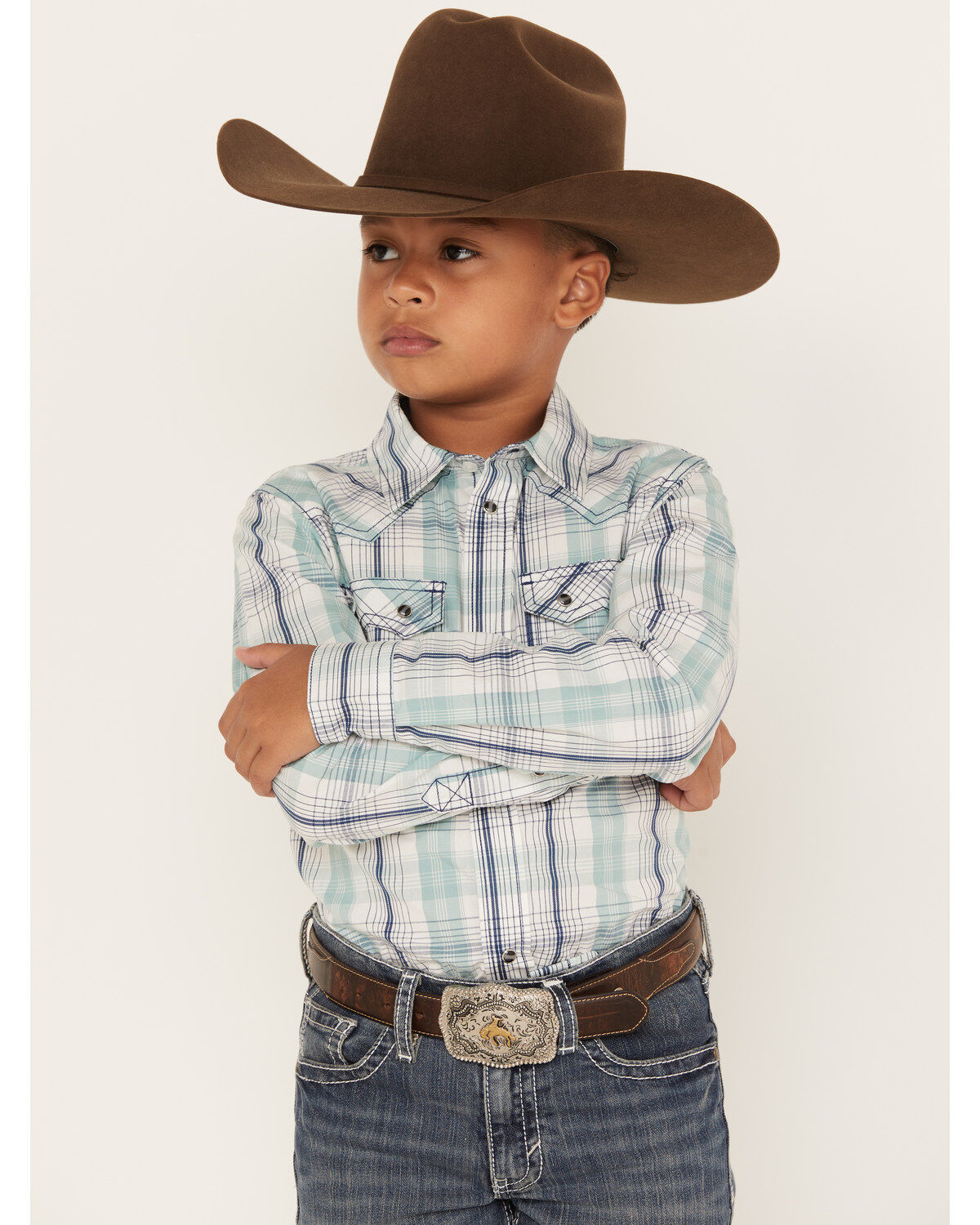 Boys' Cody James Flying Cloud Long Sleeve Plaid Snap Shirt