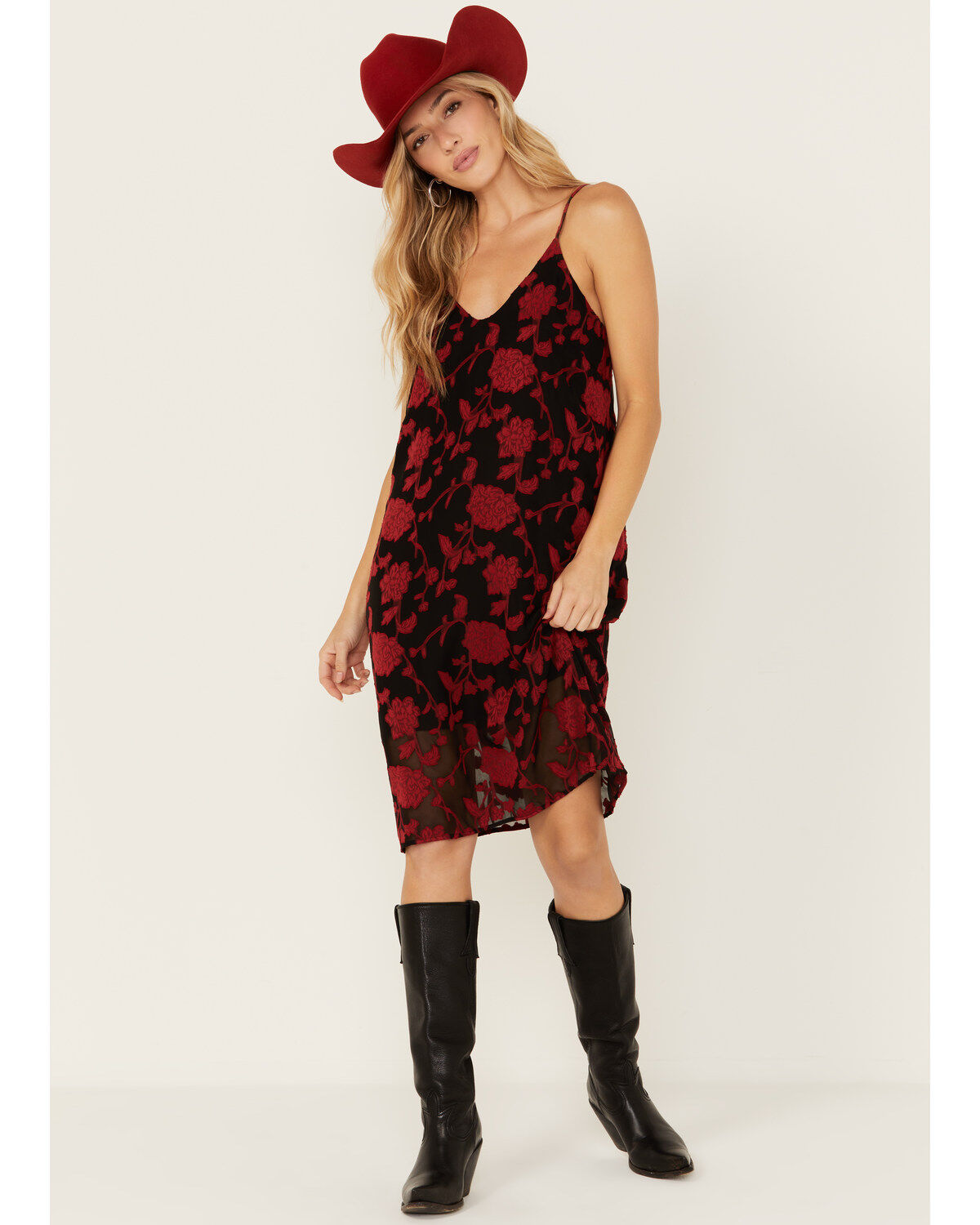 Women's Wild Moss Jacquard Cami Midi Dress