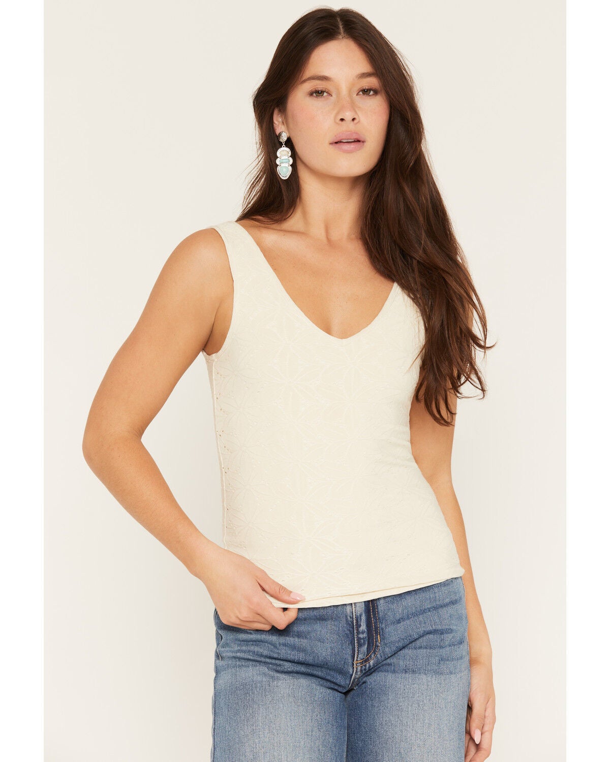 Women's Rock & Roll Denim Eyelet Tank Top