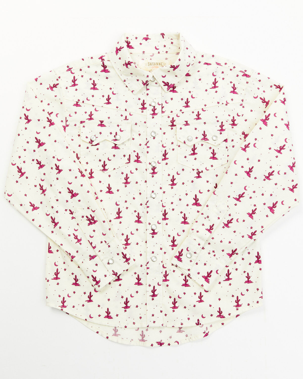 Girls' Shyanne Toddler Cactus Print Long Sleeve Pearl Snap Shirt