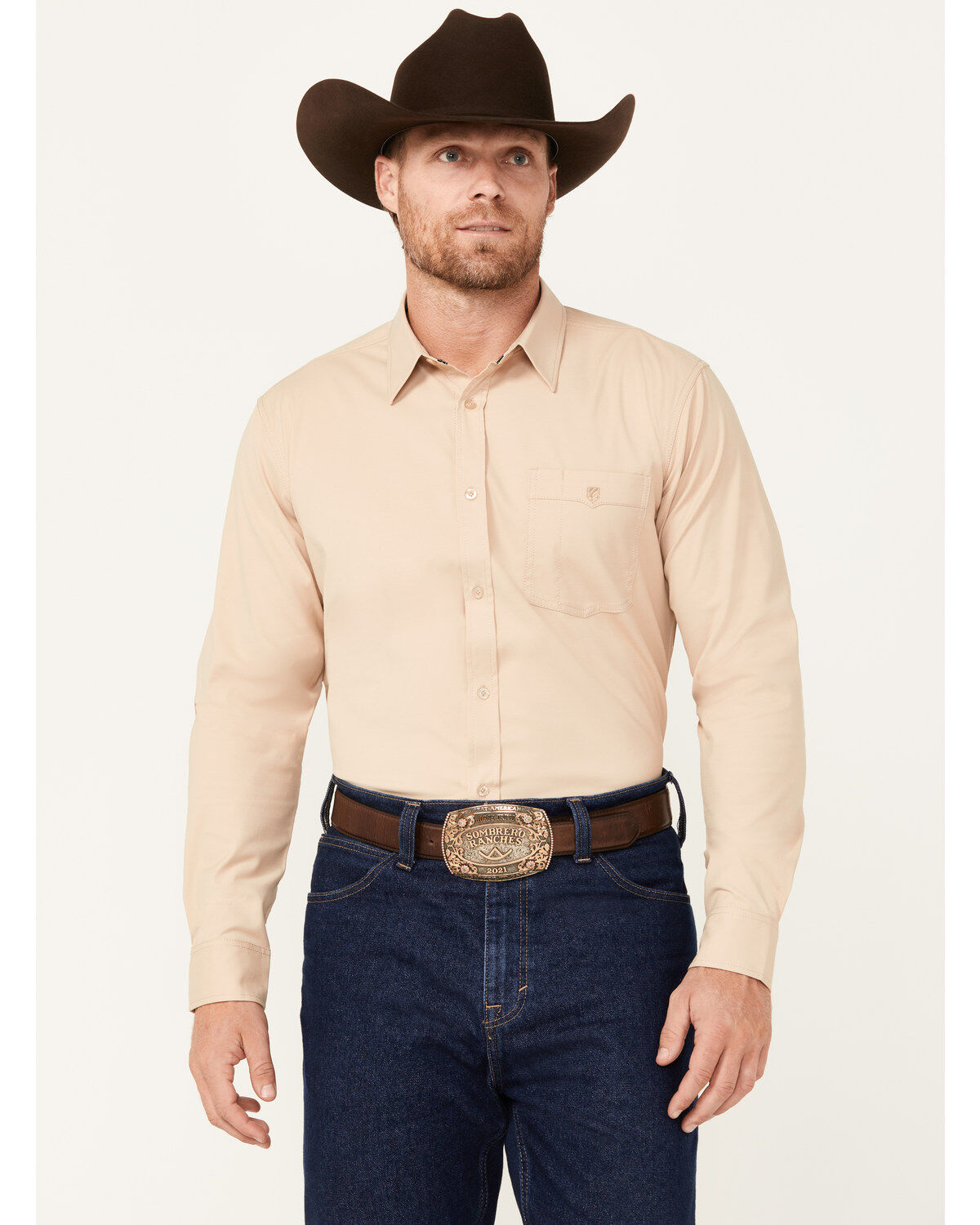 Men's RANK 45 Logo Long Sleeve Button-Down Performance Western Shirt