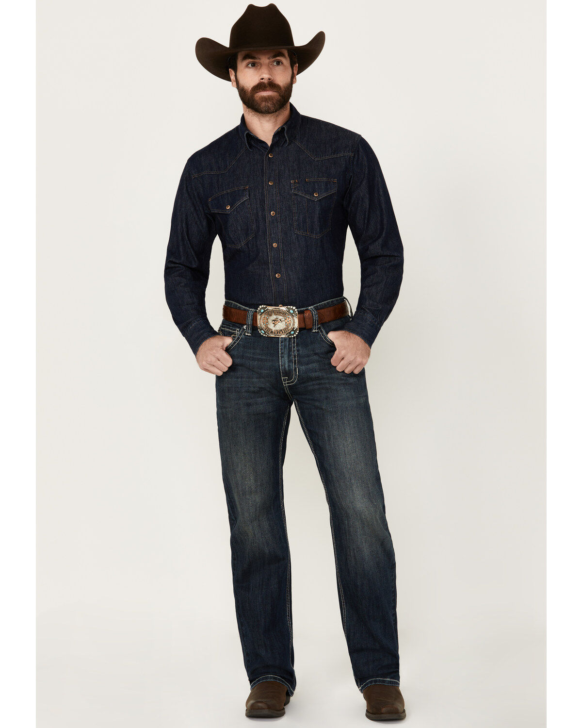 Men's Double Barrel Rock & Roll Denim Medium Wash Relaxed Bootcut Stre