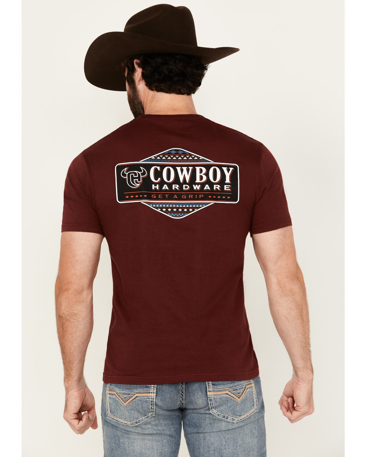 Men's Cowboy Hardware Boot Barn Exclusive Southwestern Logo Short Slee