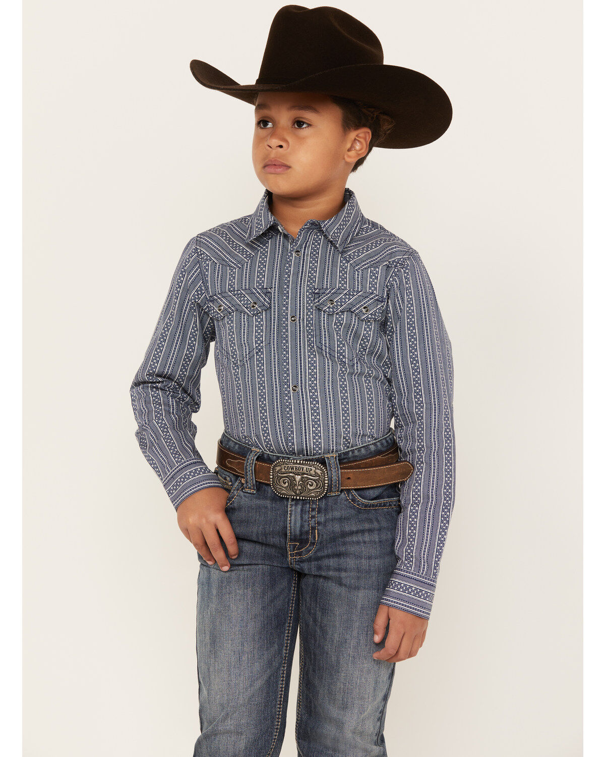 Boys' Cody James Apollo Striped Long Sleeve Western Snap Shirt