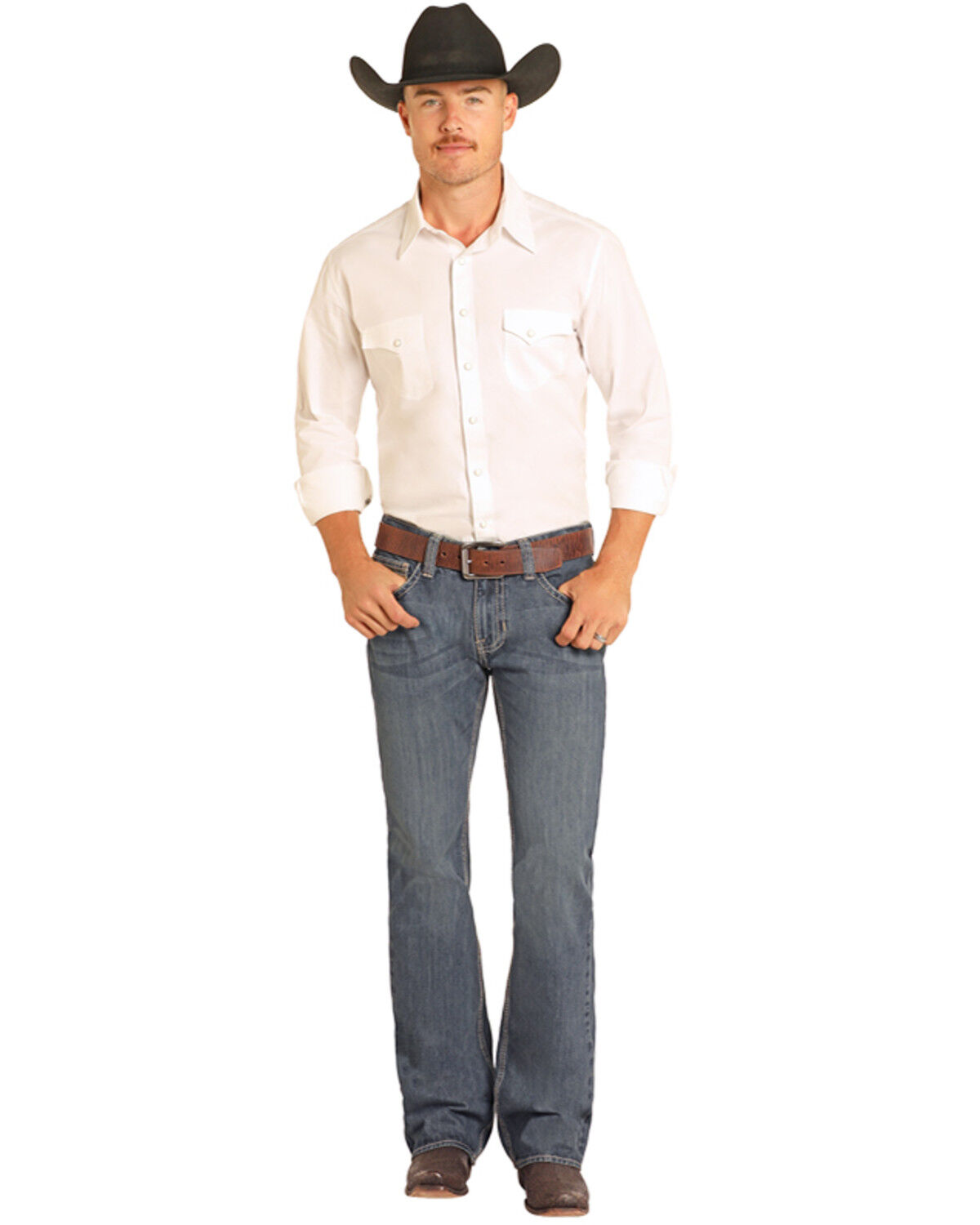 Men's Rock & Roll Denim Pistol Medium Wash Bootcut Rigid Denim Jeans