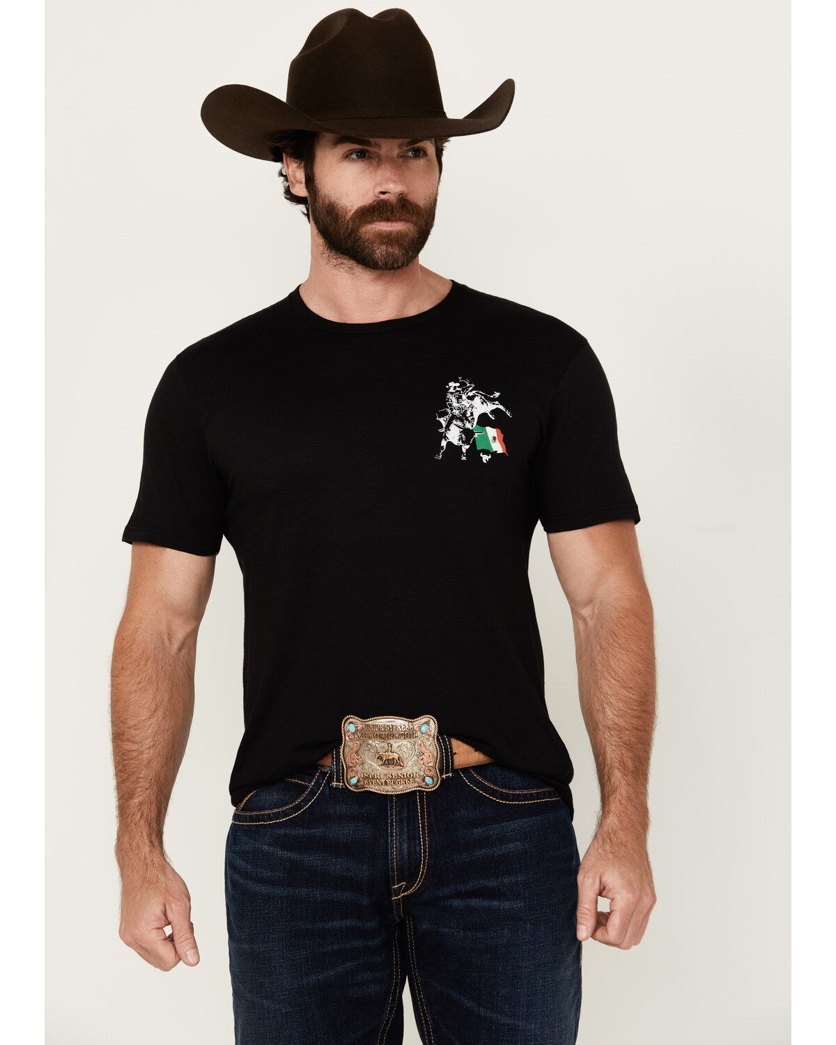 Men's Cowboy Hardware Mexico Flag Short Sleeve Graphic T-Shirt