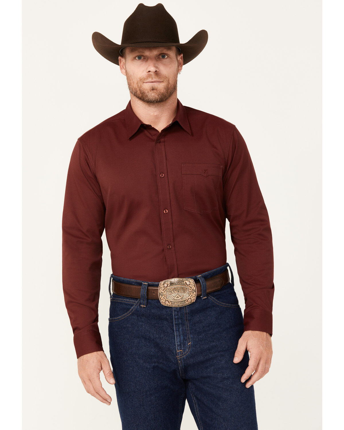 Men's RANK 45 Logo Long Sleeve Button-Down Performance Western Shirt