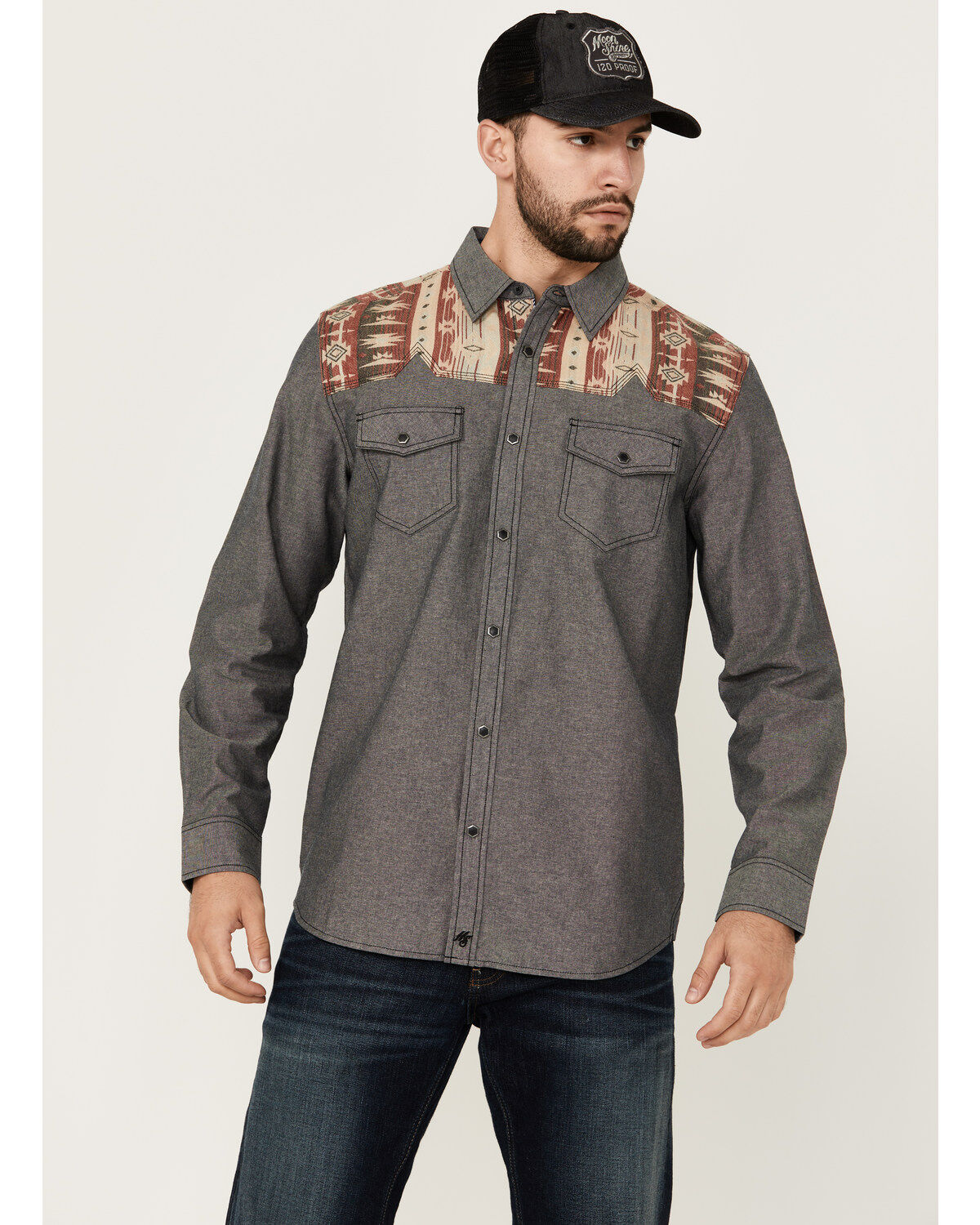 Men's Moonshine Spirit Highway Southwestern Yoke Long Sleeve Snap West