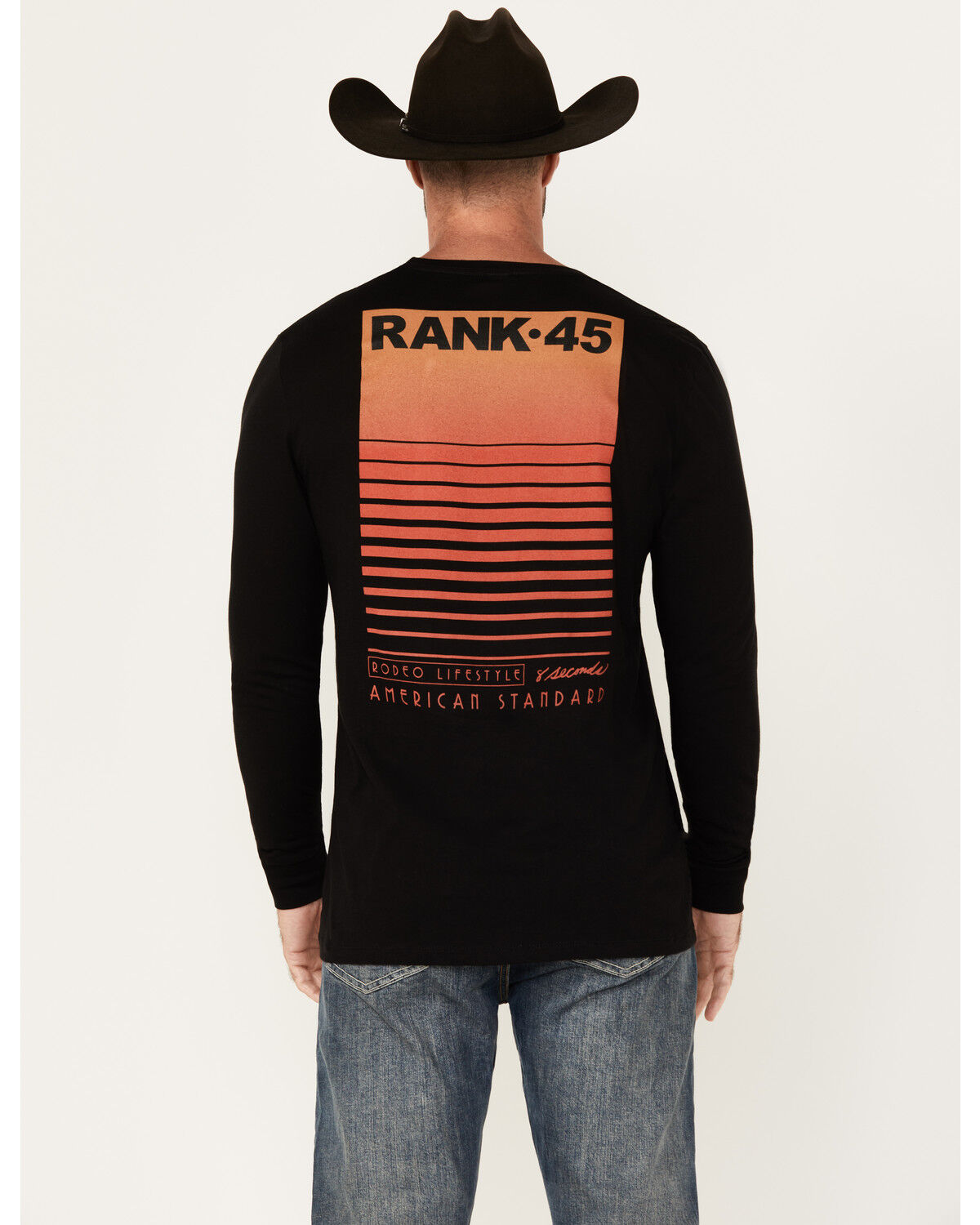 Men's RANK 45 Raw Rodeo Logo Long Sleeve Graphic T-Shirt