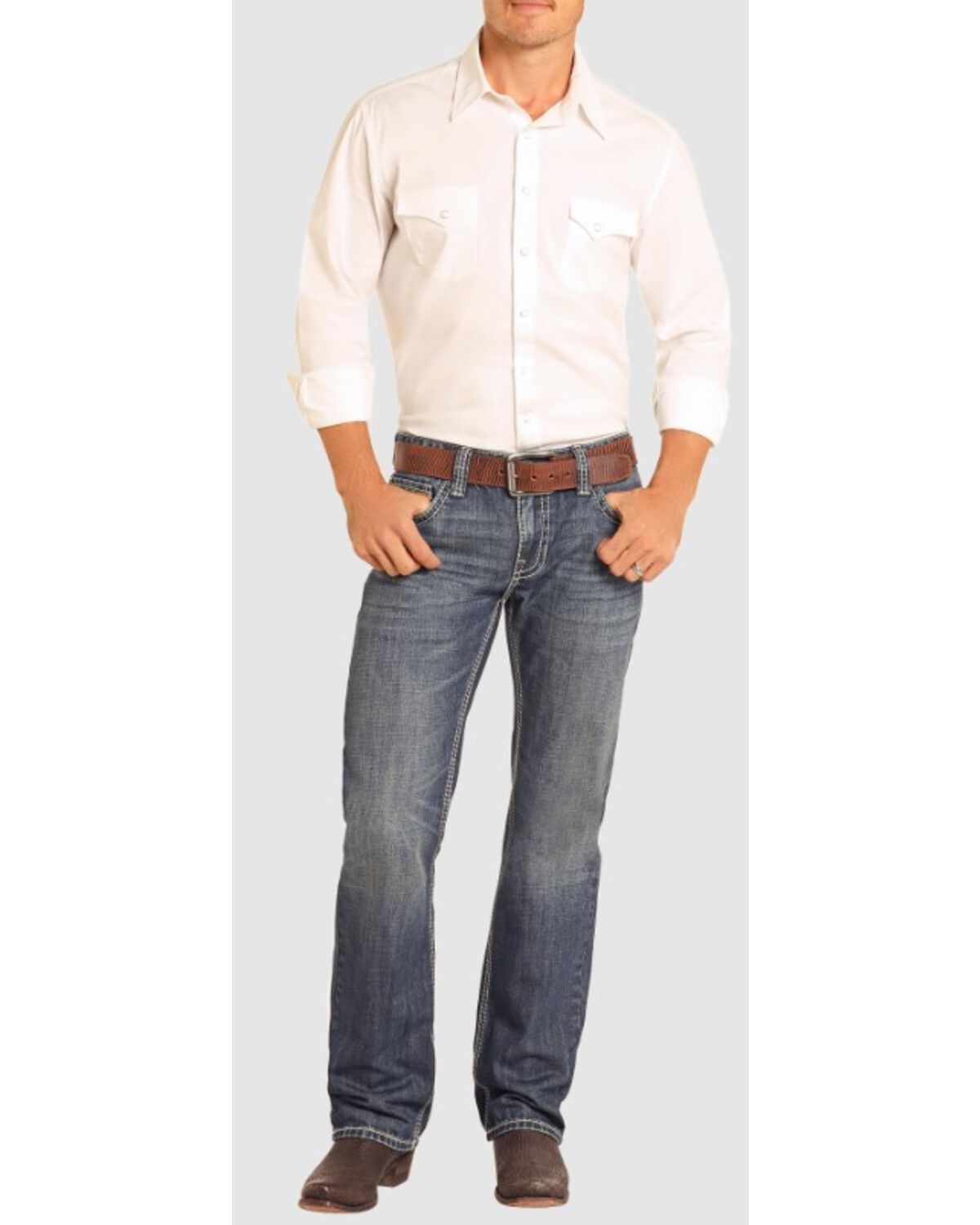Men's Rock & Roll Denim Pistol Dark Wash Vintage Straight Rigid Denim